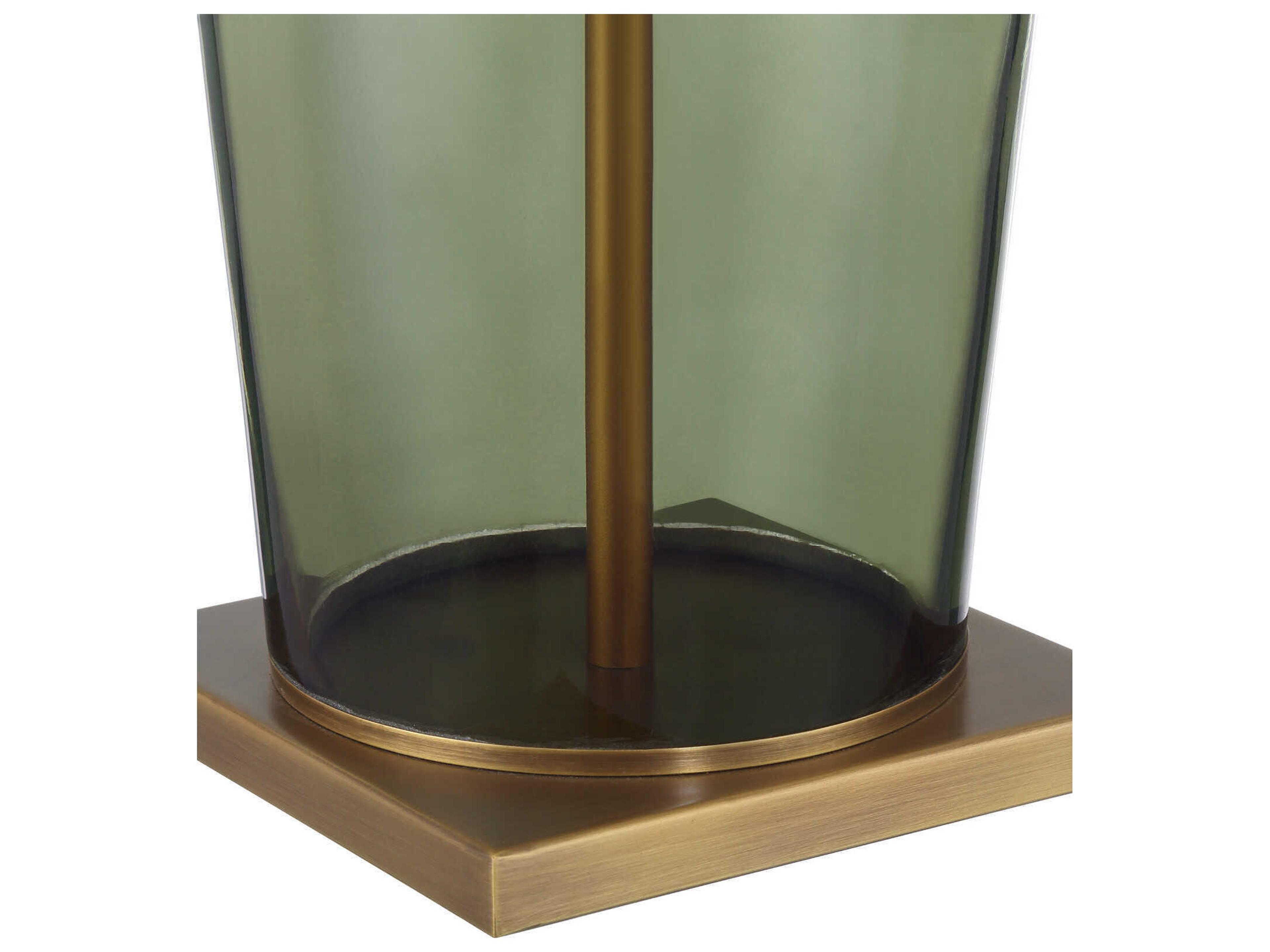 Currey & Company Olive Green Antique Brass Beige Polyester Hardback Rolled Edge Buffet Lamp