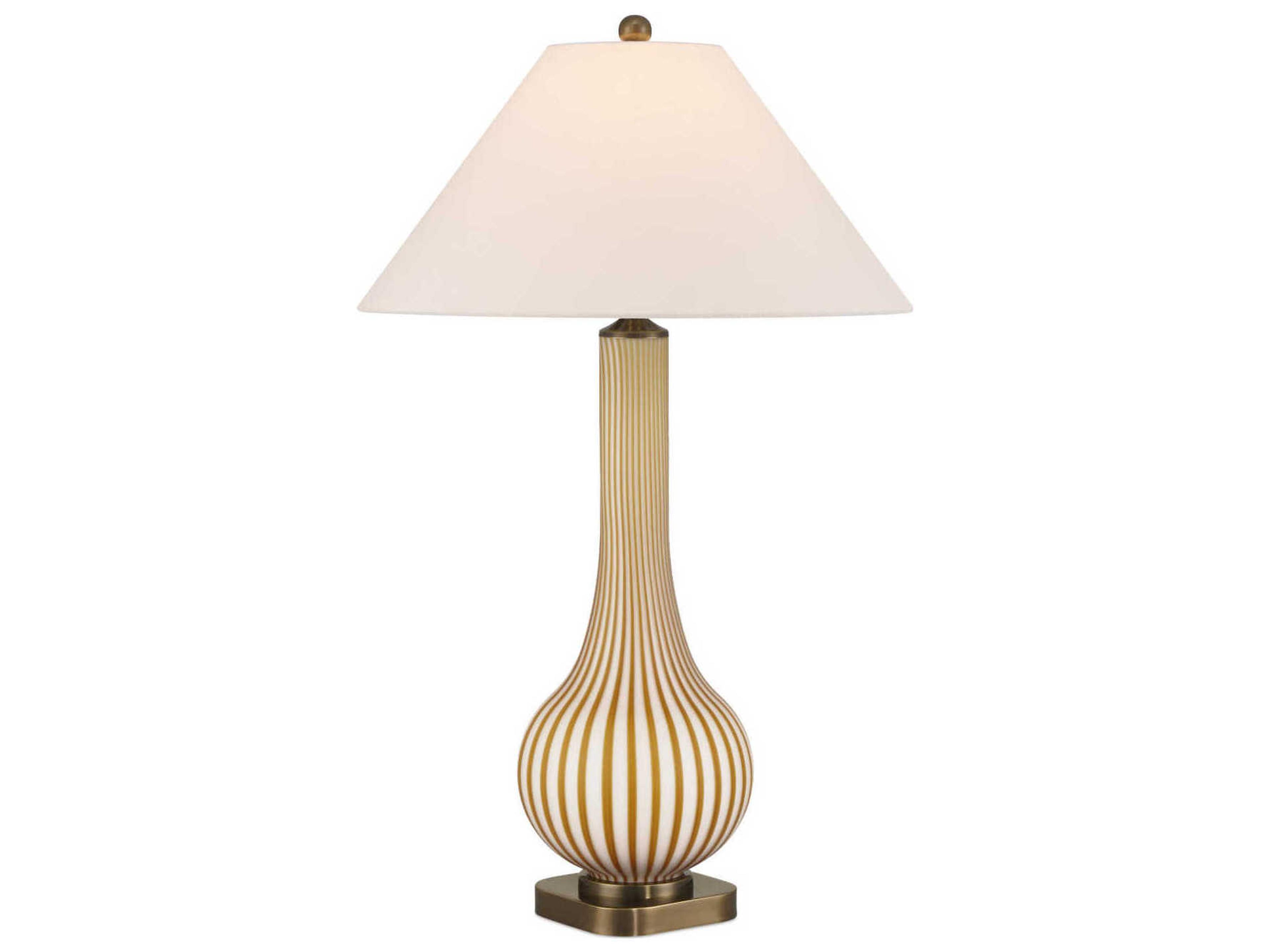 Currey & Company Striae Bone Linen Rayon Hardback Rolled Edge Yellow Buffet Lamp