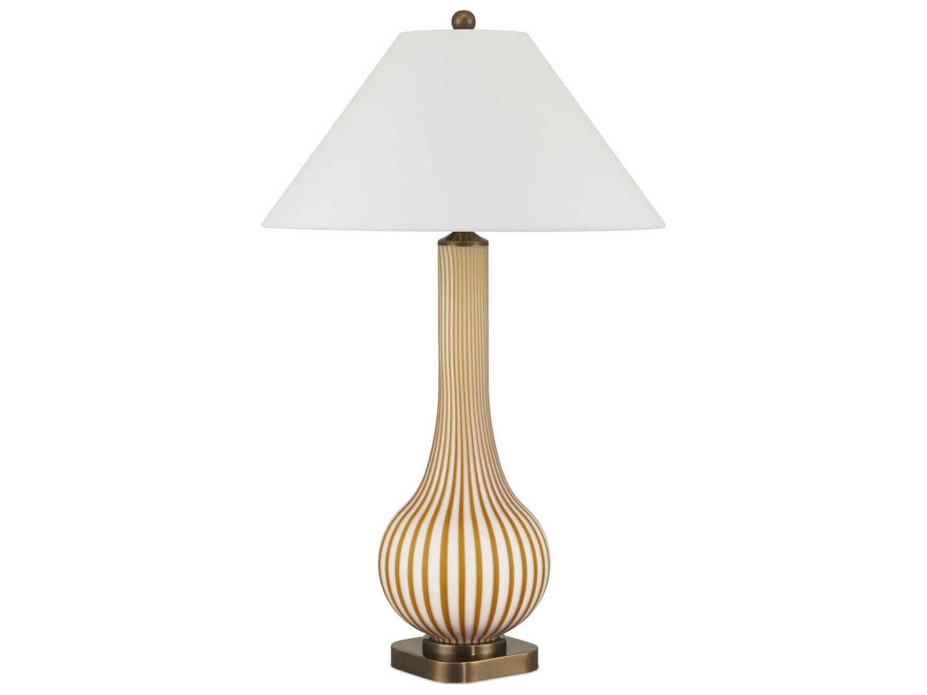 Currey & Company Striae Bone Linen Rayon Hardback Rolled Edge Yellow Buffet Lamp