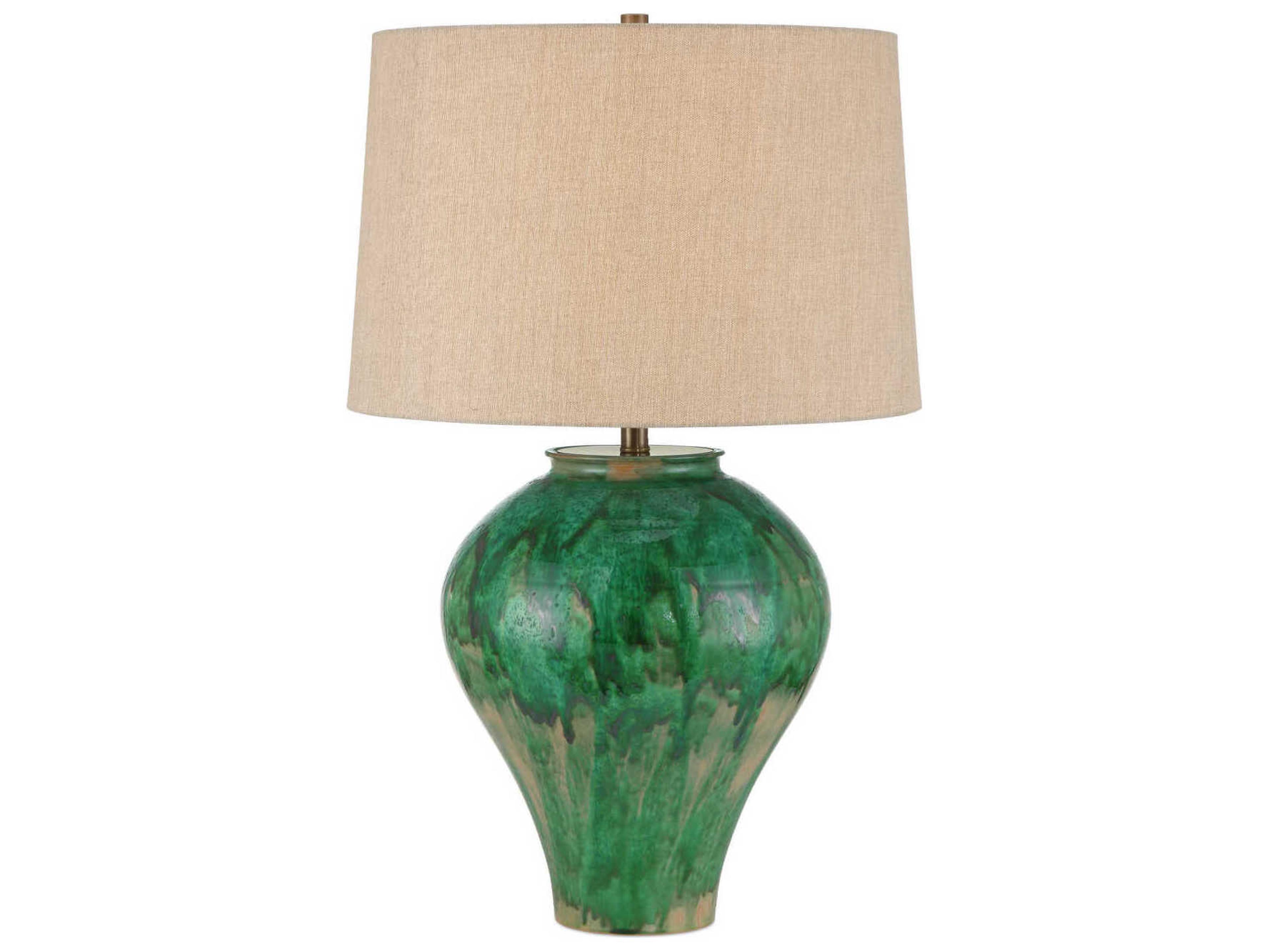Currey & Company Blarney Green Cuban Sandpaper Hardback Rolled Edge Buffet Lamp
