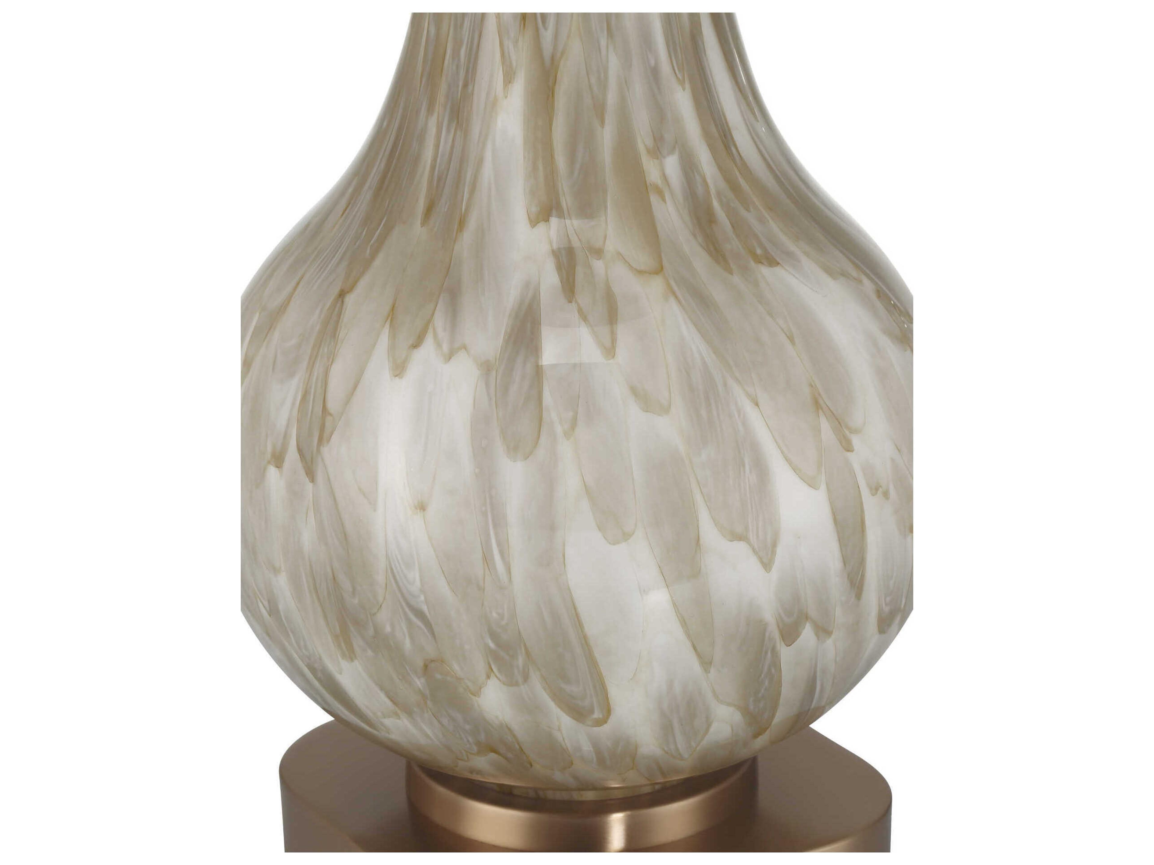 Currey & Company Bombon Pale Brown Antique Brass White Polyester Hardback Rolled Edge Gray Buffet Lamp