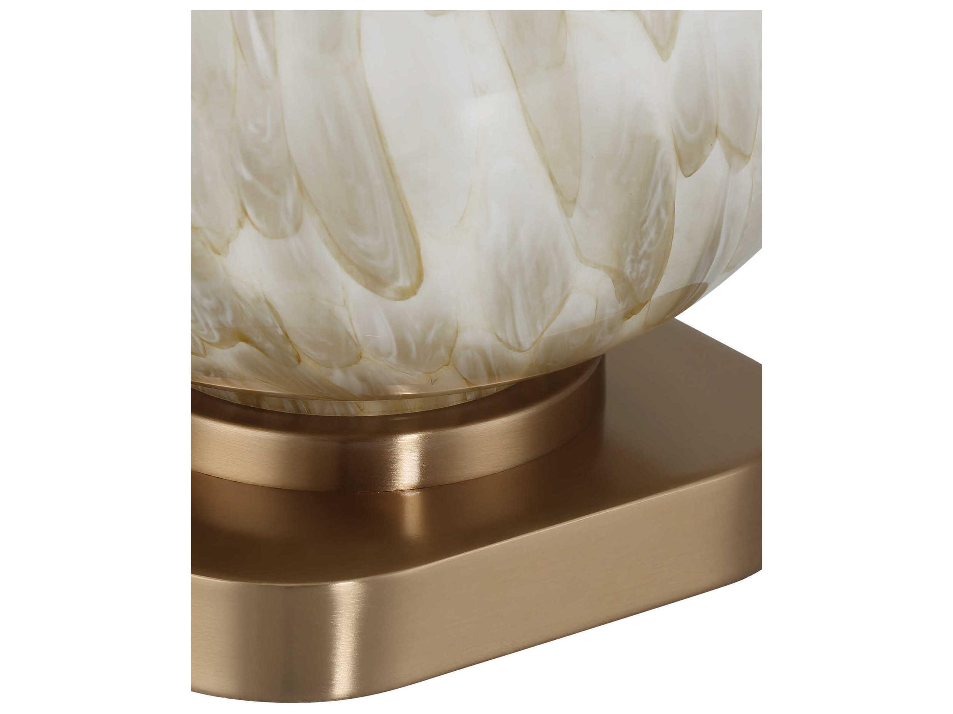 Currey & Company Bombon Pale Brown Antique Brass White Polyester Hardback Rolled Edge Gray Buffet Lamp