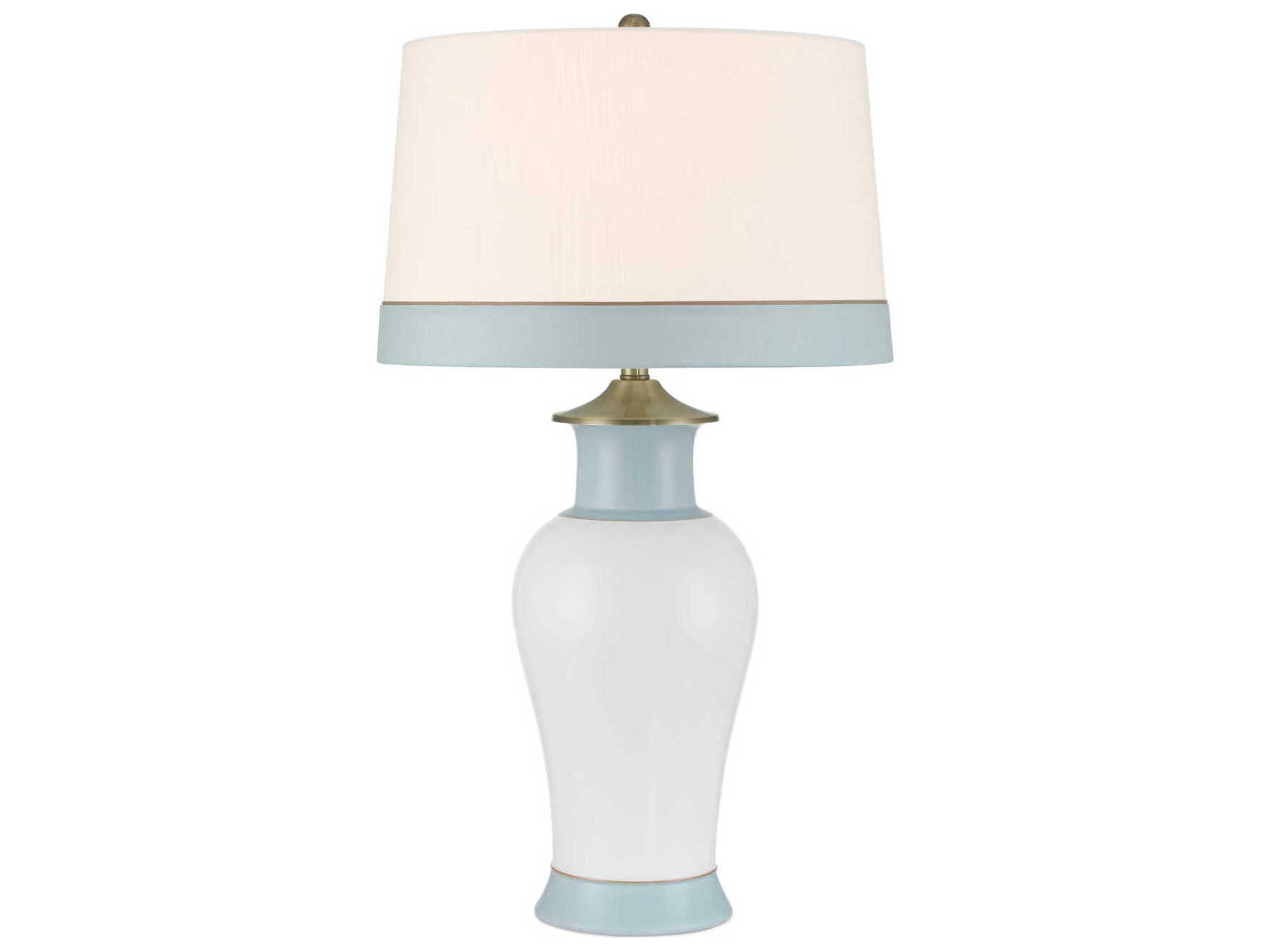 Currey & Company Kora White Light Blue Buffet Lamp