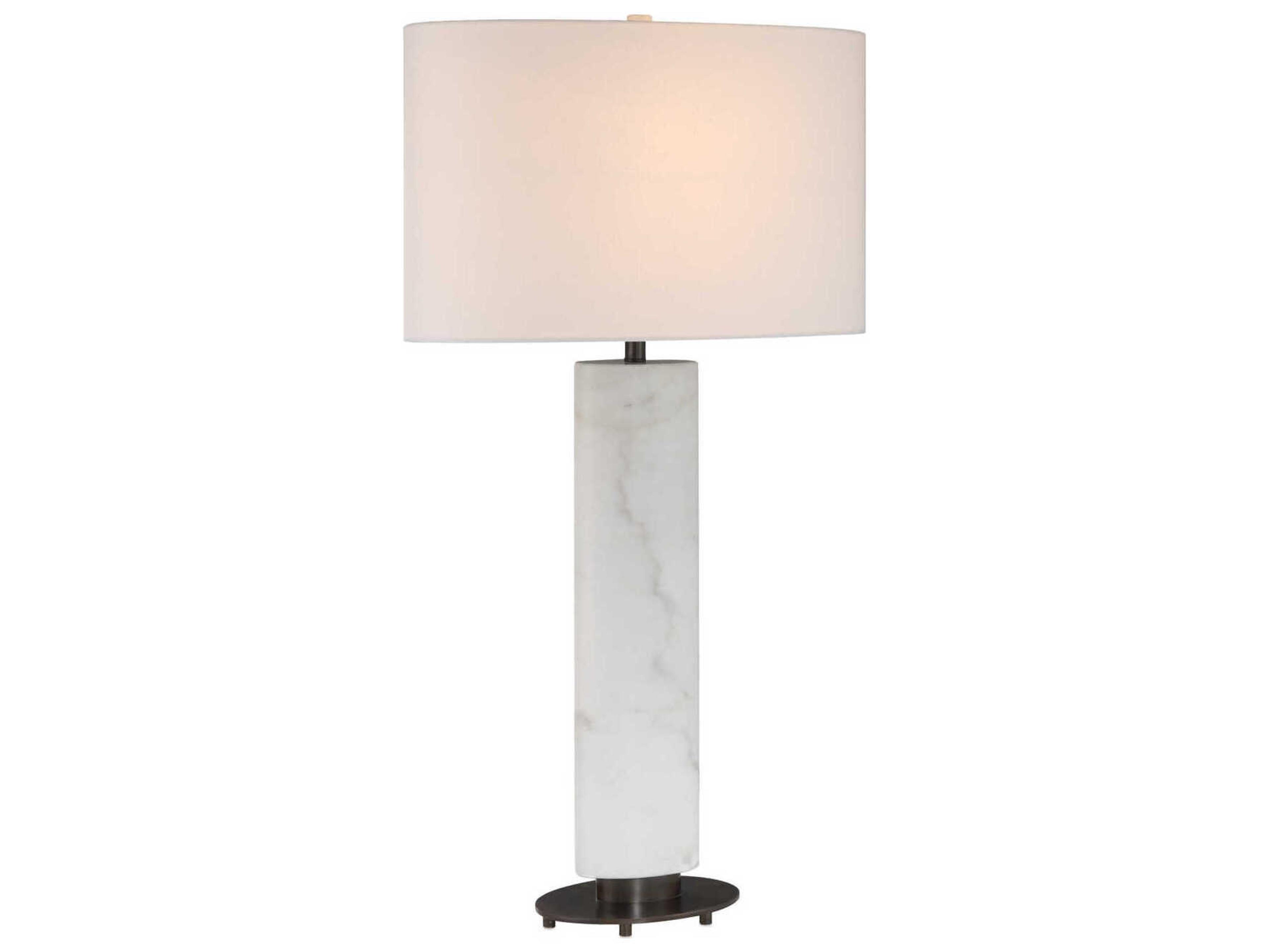Currey & Company Stanhope White Bronze Linen Buffet Lamp