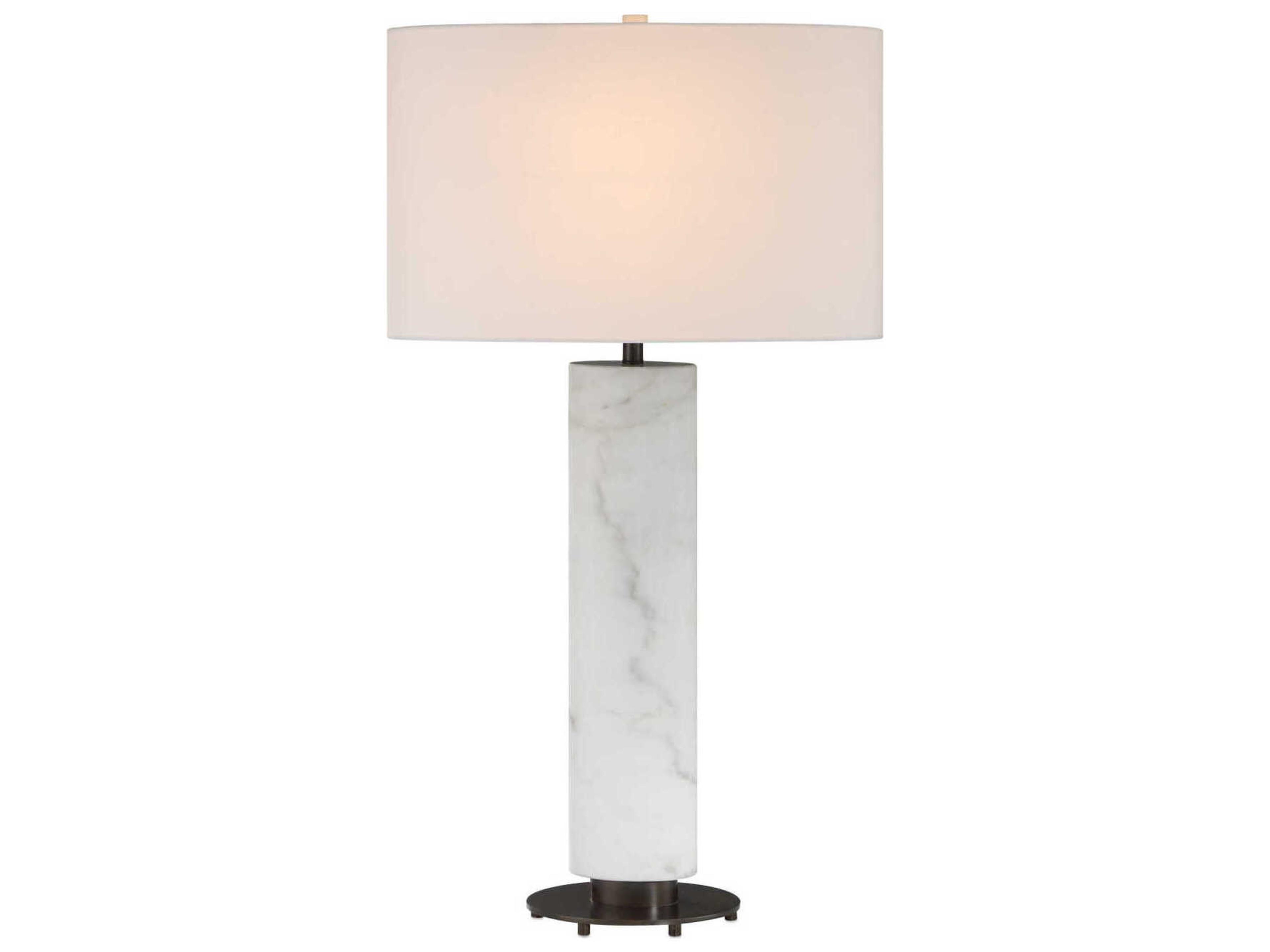Currey & Company Stanhope White Bronze Linen Buffet Lamp