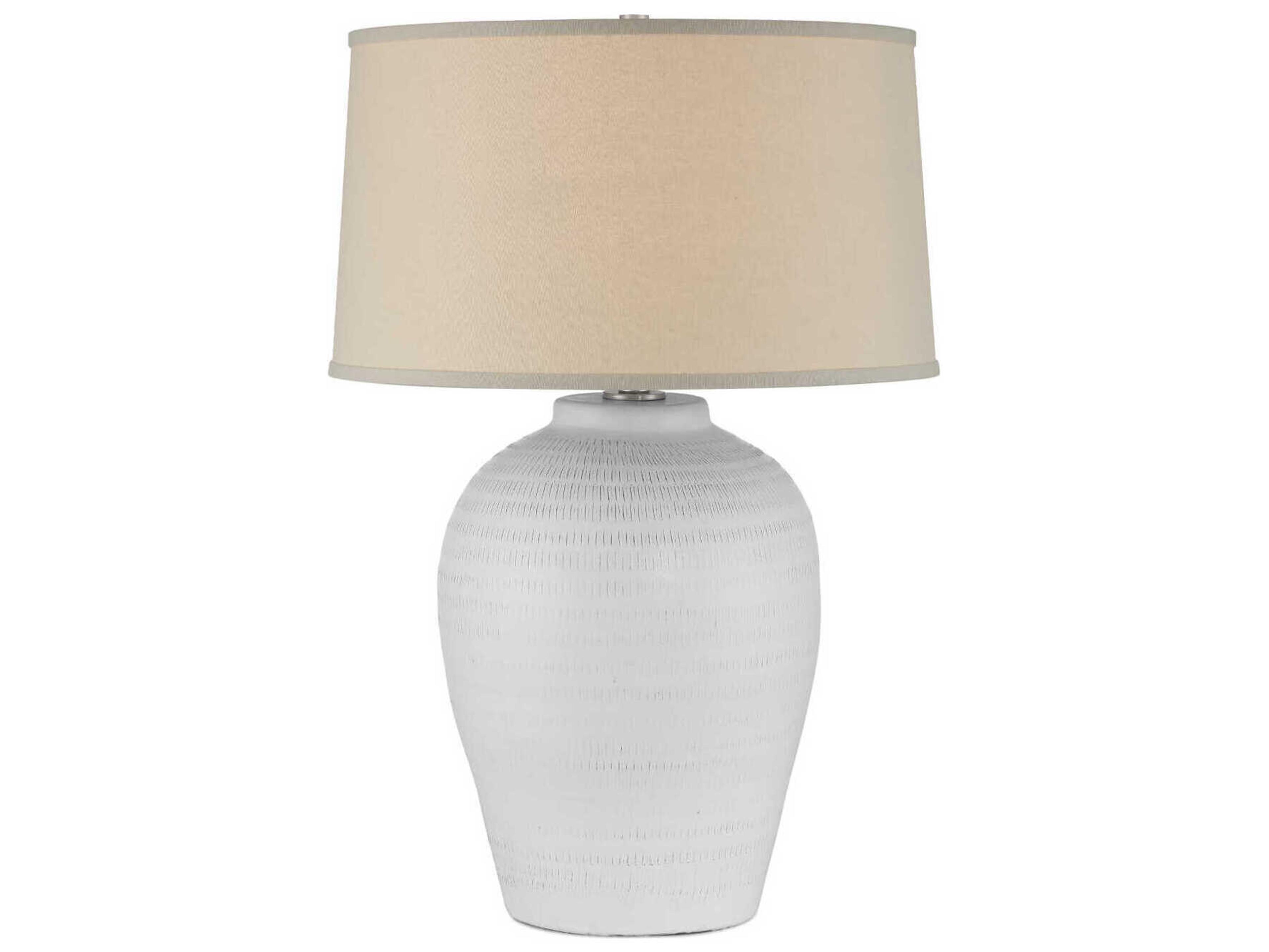 Dashwell White Beige Linen Single Fold Self Trim Buffet Lamp