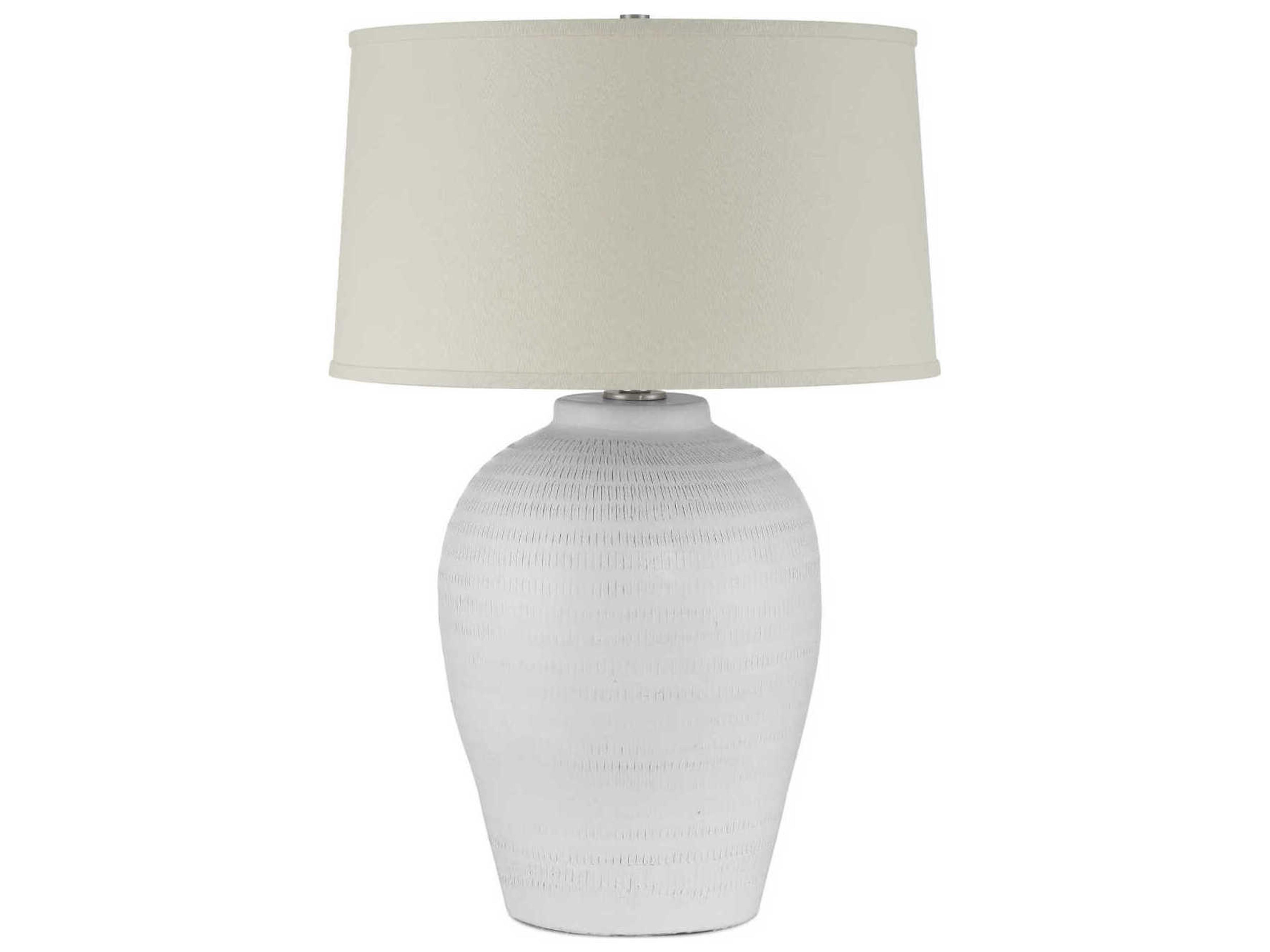 Currey & Company Dashwell White Beige Linen Single Fold Self Trim Buffet Lamp