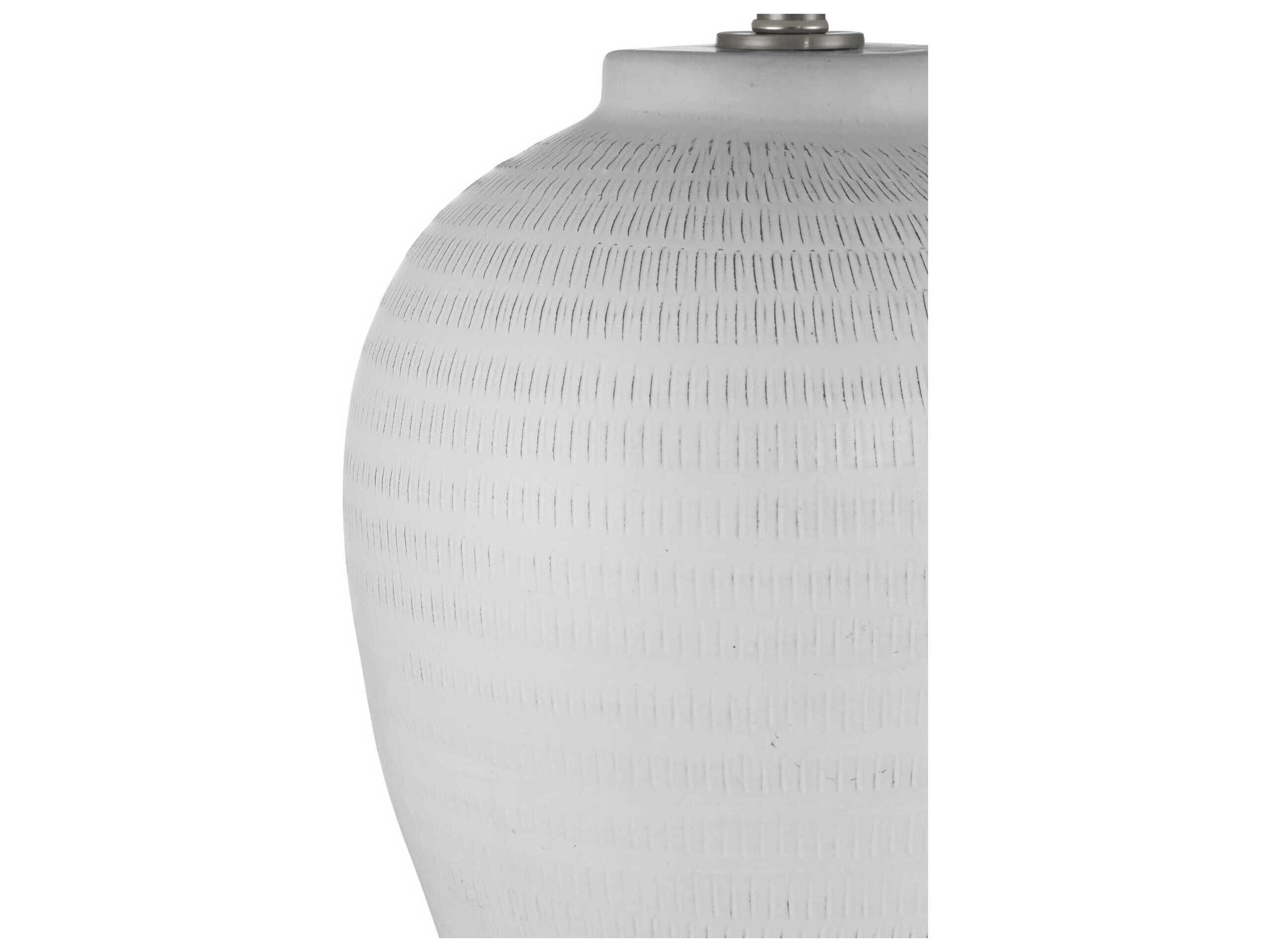 Currey & Company Dashwell White Beige Linen Single Fold Self Trim Buffet Lamp