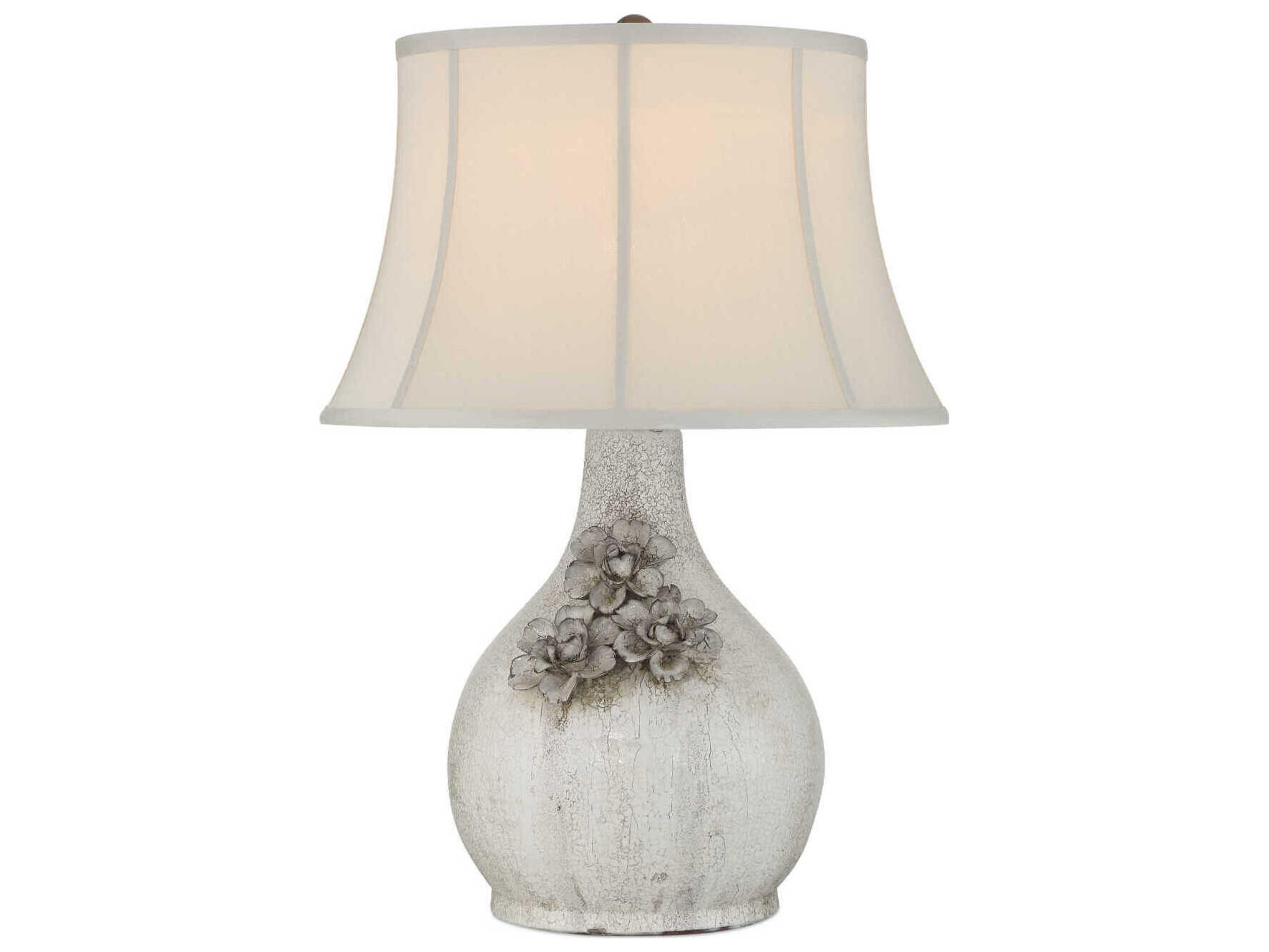 Currey & Company Attar White Beige Nylon Gray Buffet Lamp