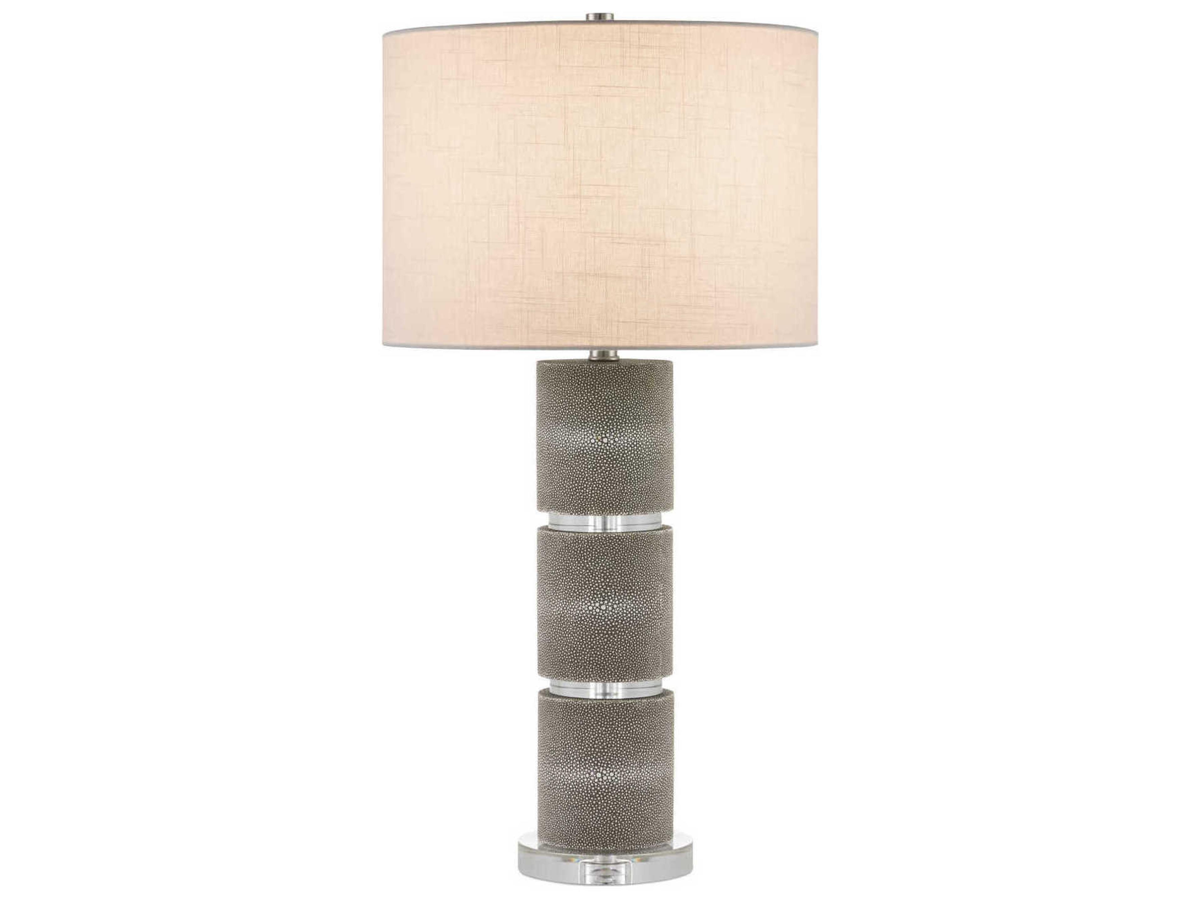 Currey & Company Lofitt Gray Clear White Linen Buffet Lamp