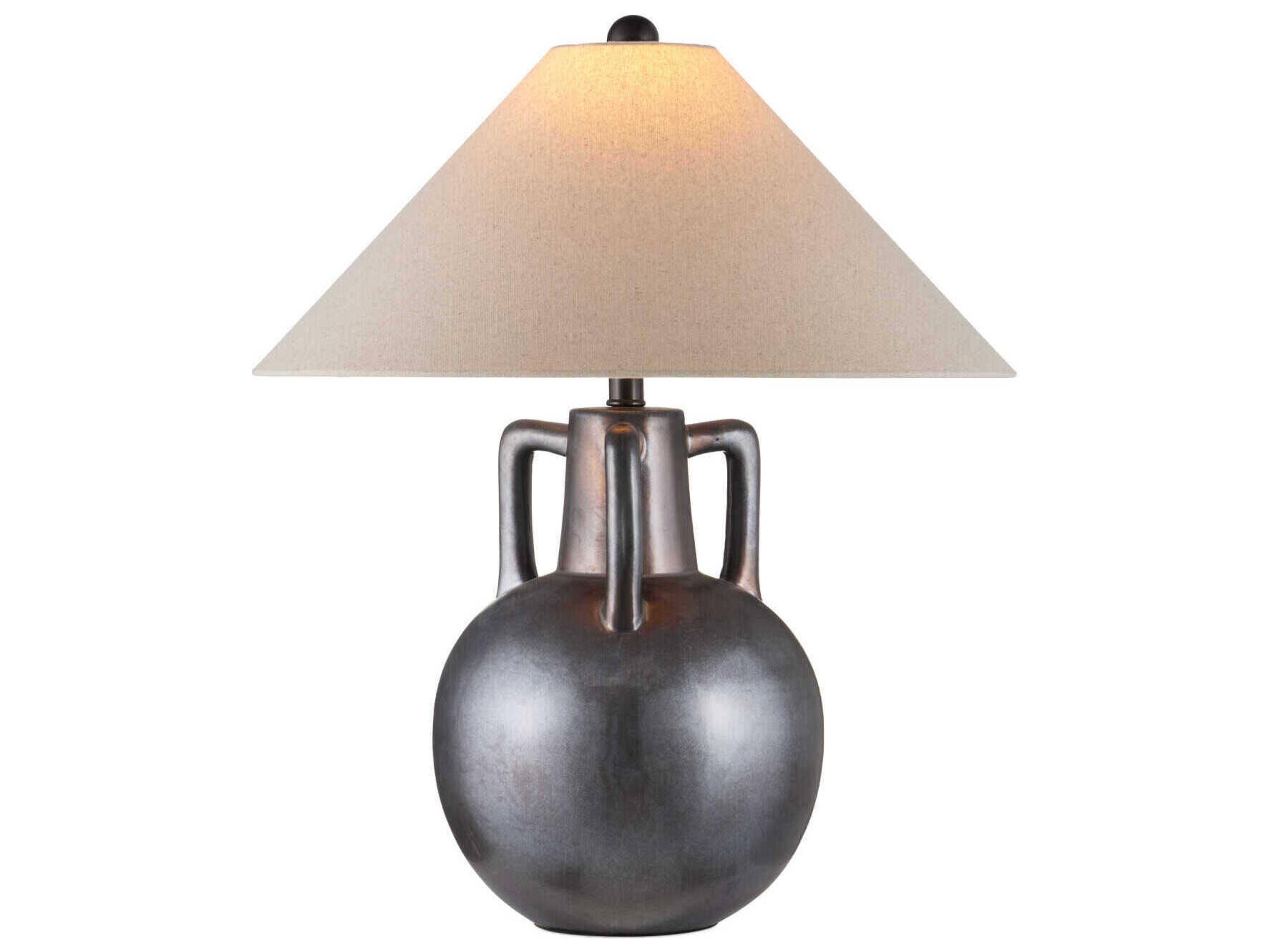 Autry Iridescent Gray Natural Linen Buffet Lamp