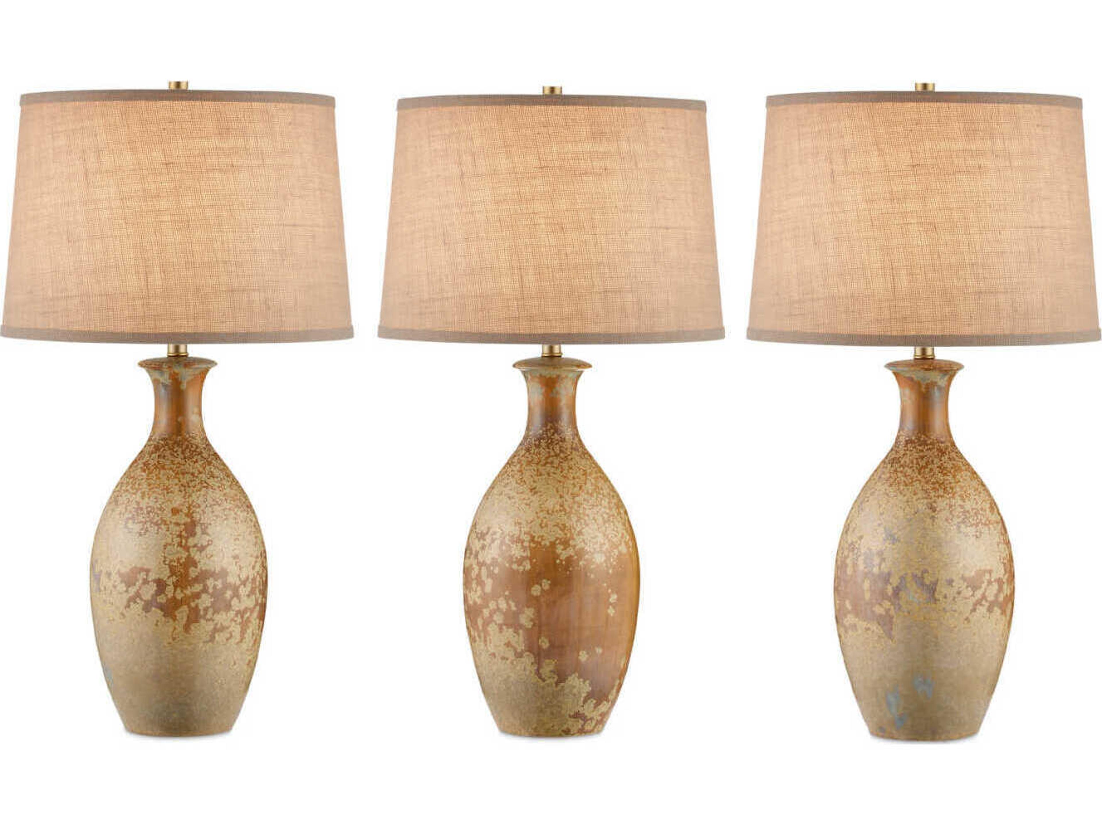 Currey & Company Stellata Ochre White Burlap Brown Buffet Lamp