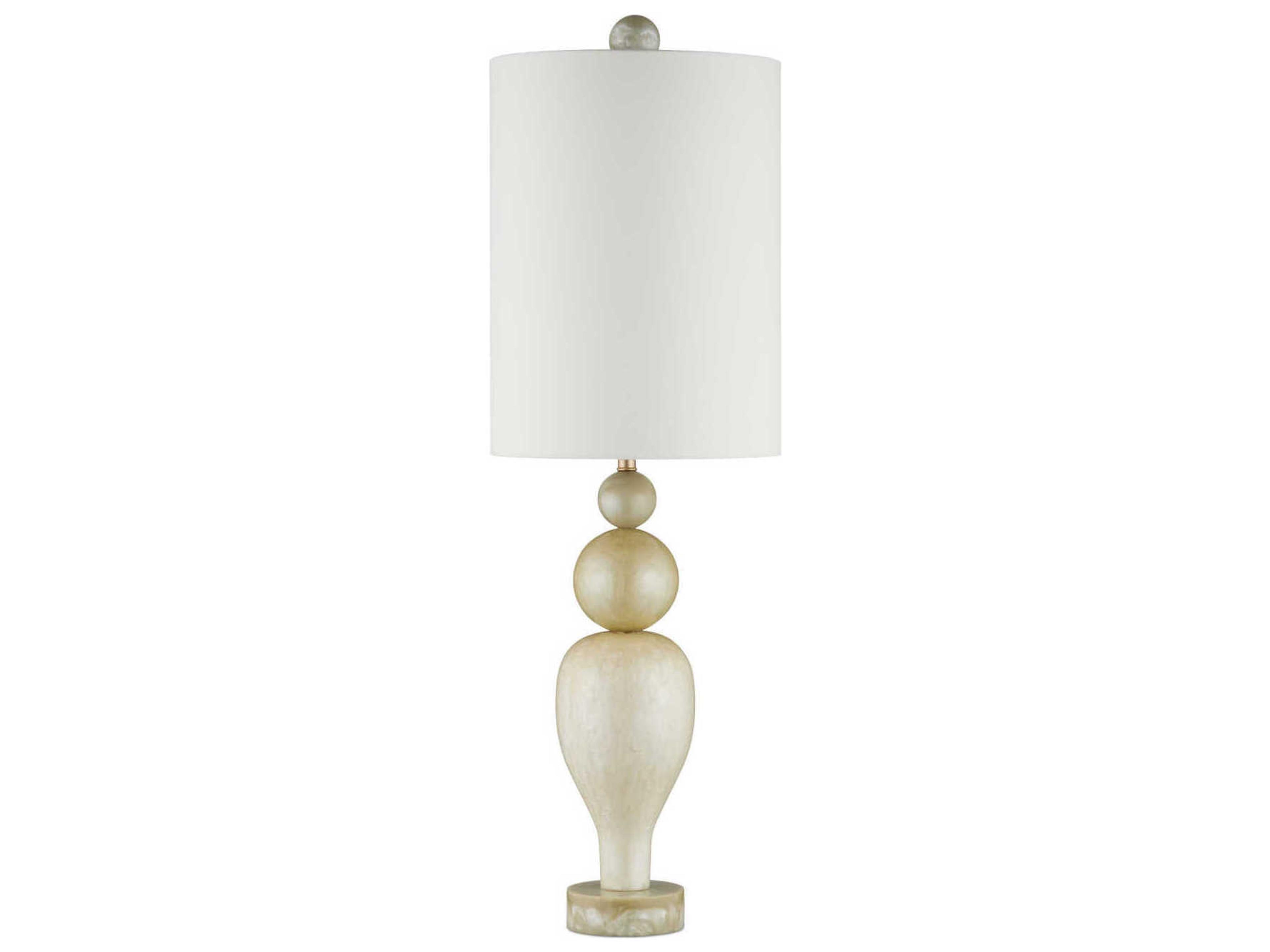 Currey & Company Hutson Warm Ivory Light Olive Egg Shell Cotton Linen Off White Buffet Lamp