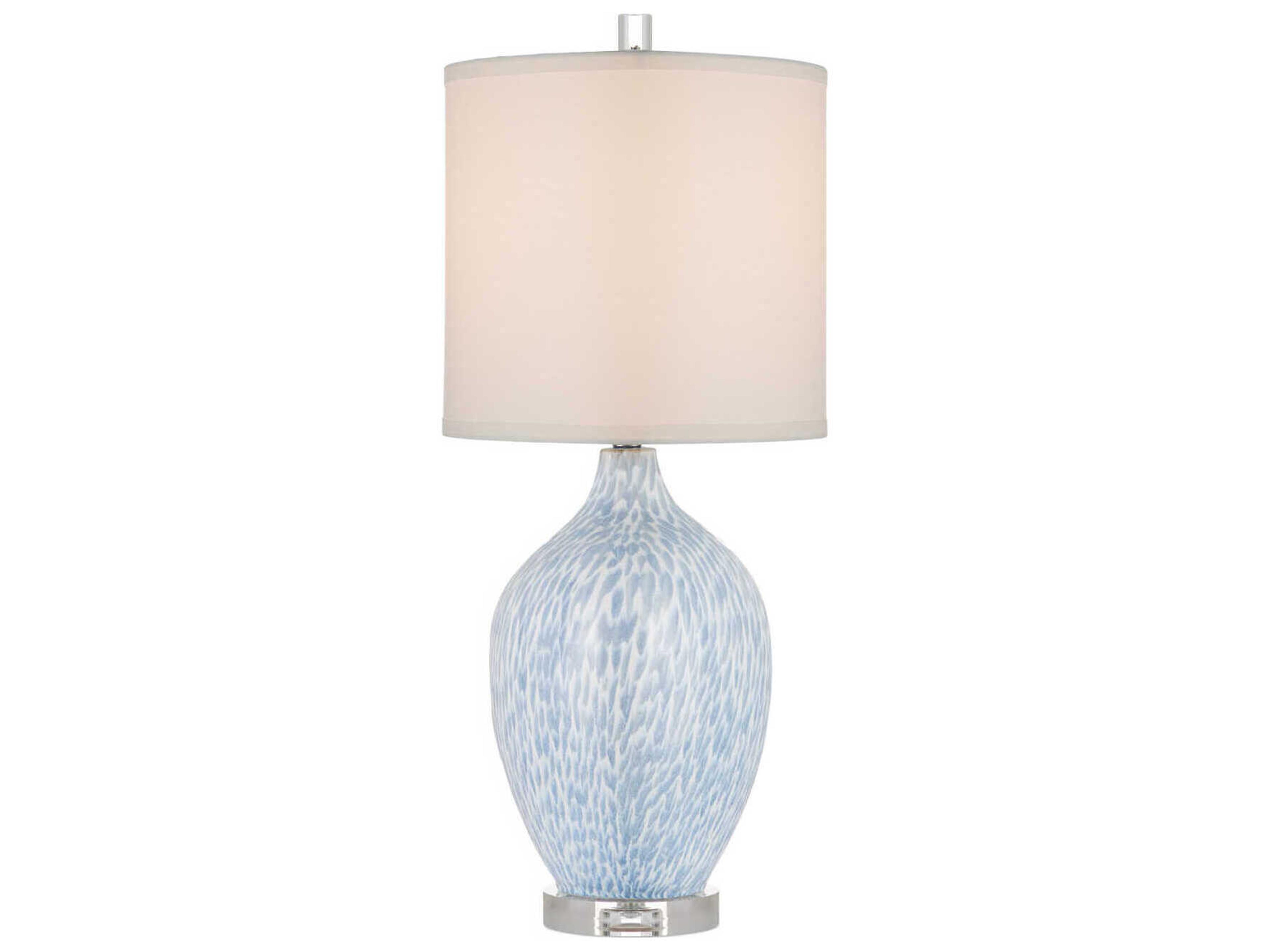 Currey & Company Tinney Blue Clear White Linen Buffet Lamp