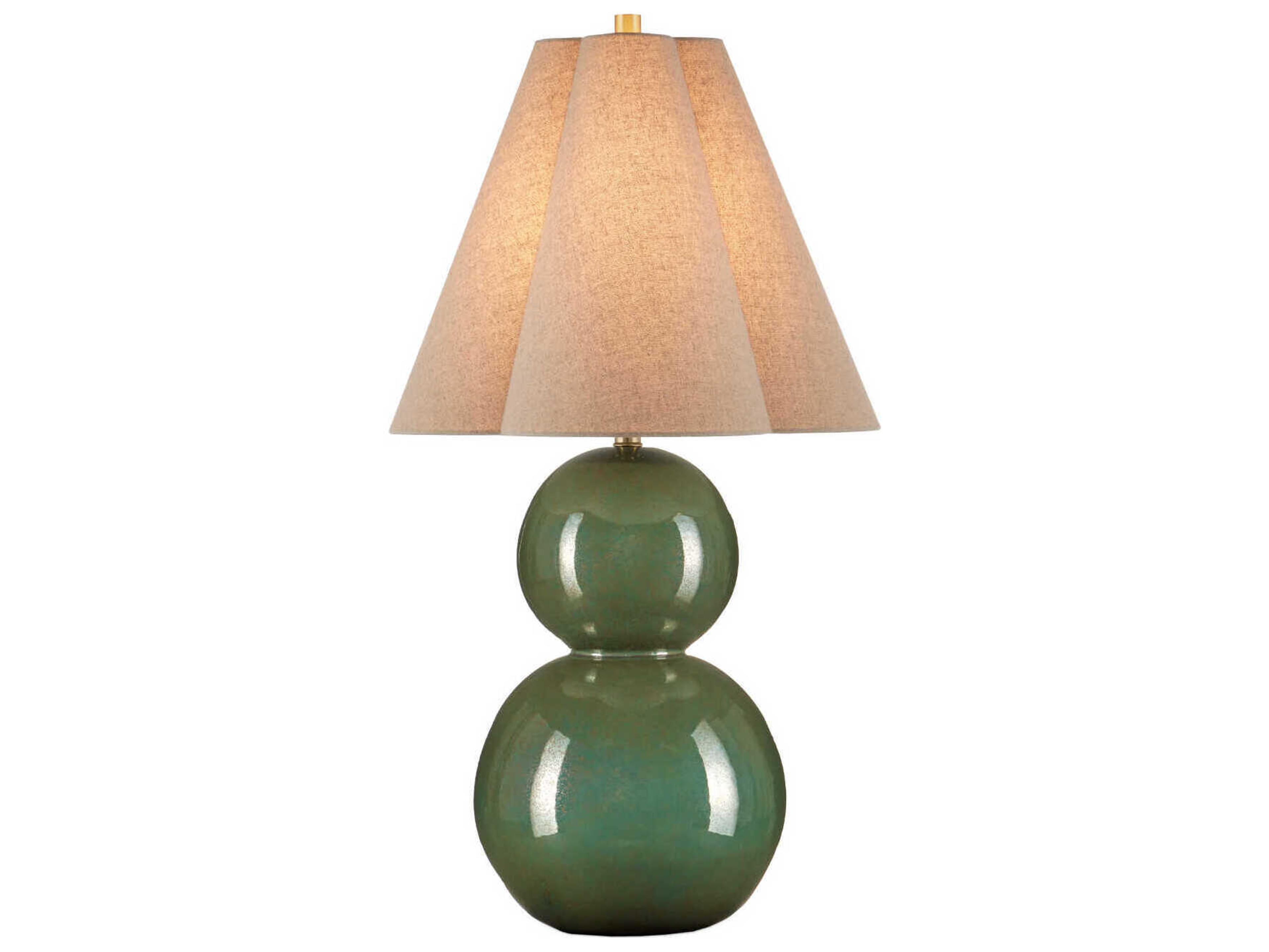 Currey & Company Kindred Green Natural Linen Buffet Lamp