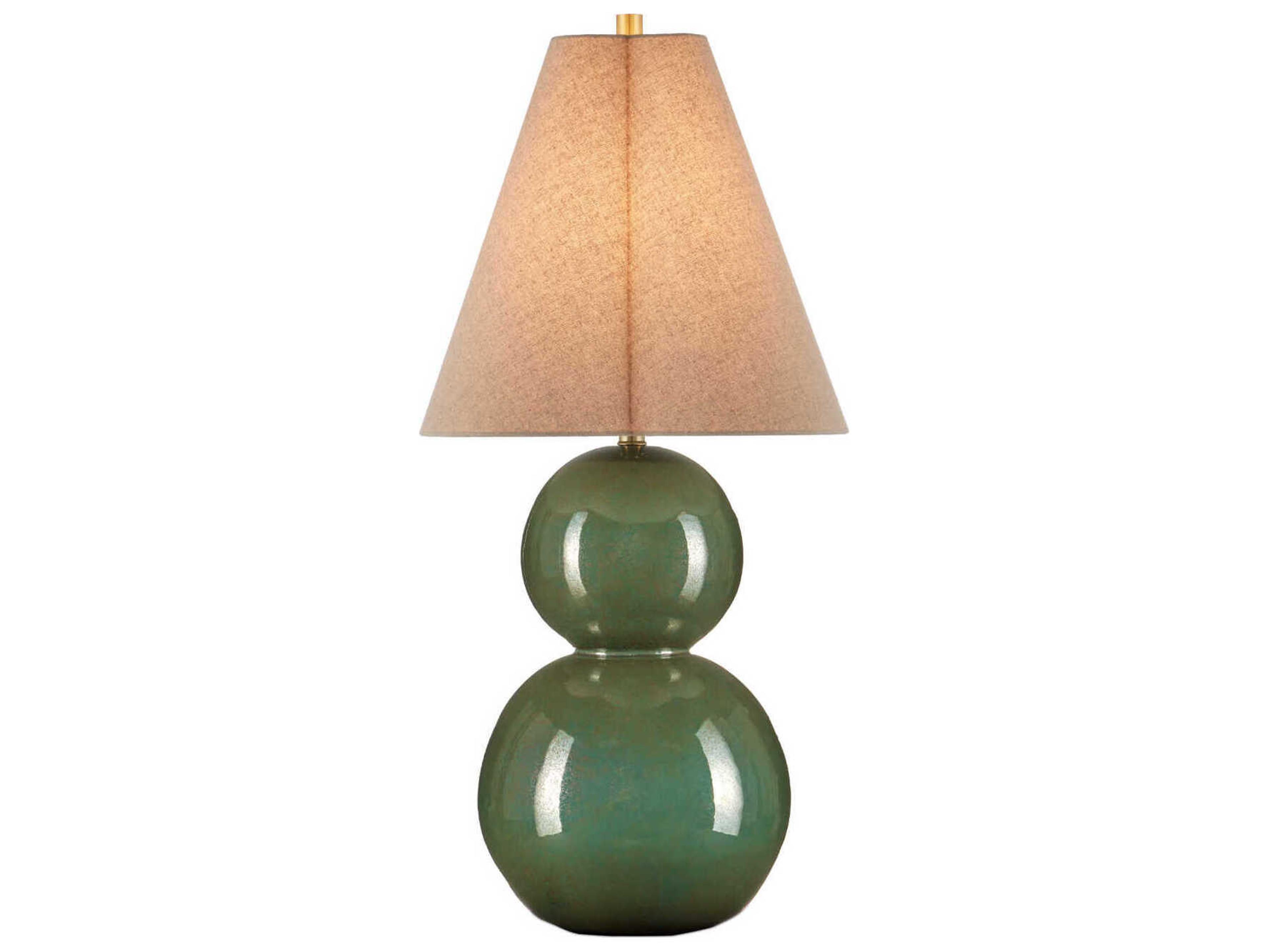 Currey & Company Kindred Green Natural Linen Buffet Lamp