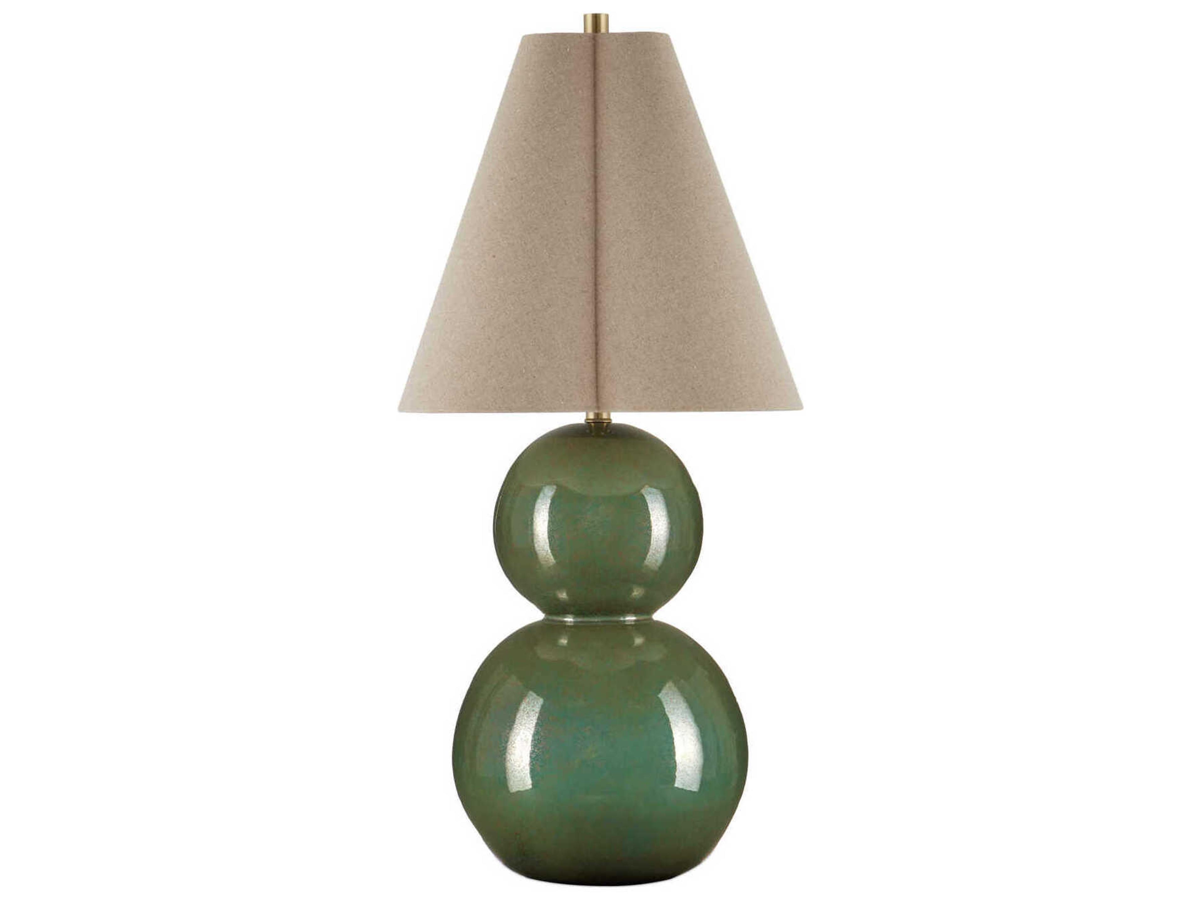 Currey & Company Kindred Green Natural Linen Buffet Lamp