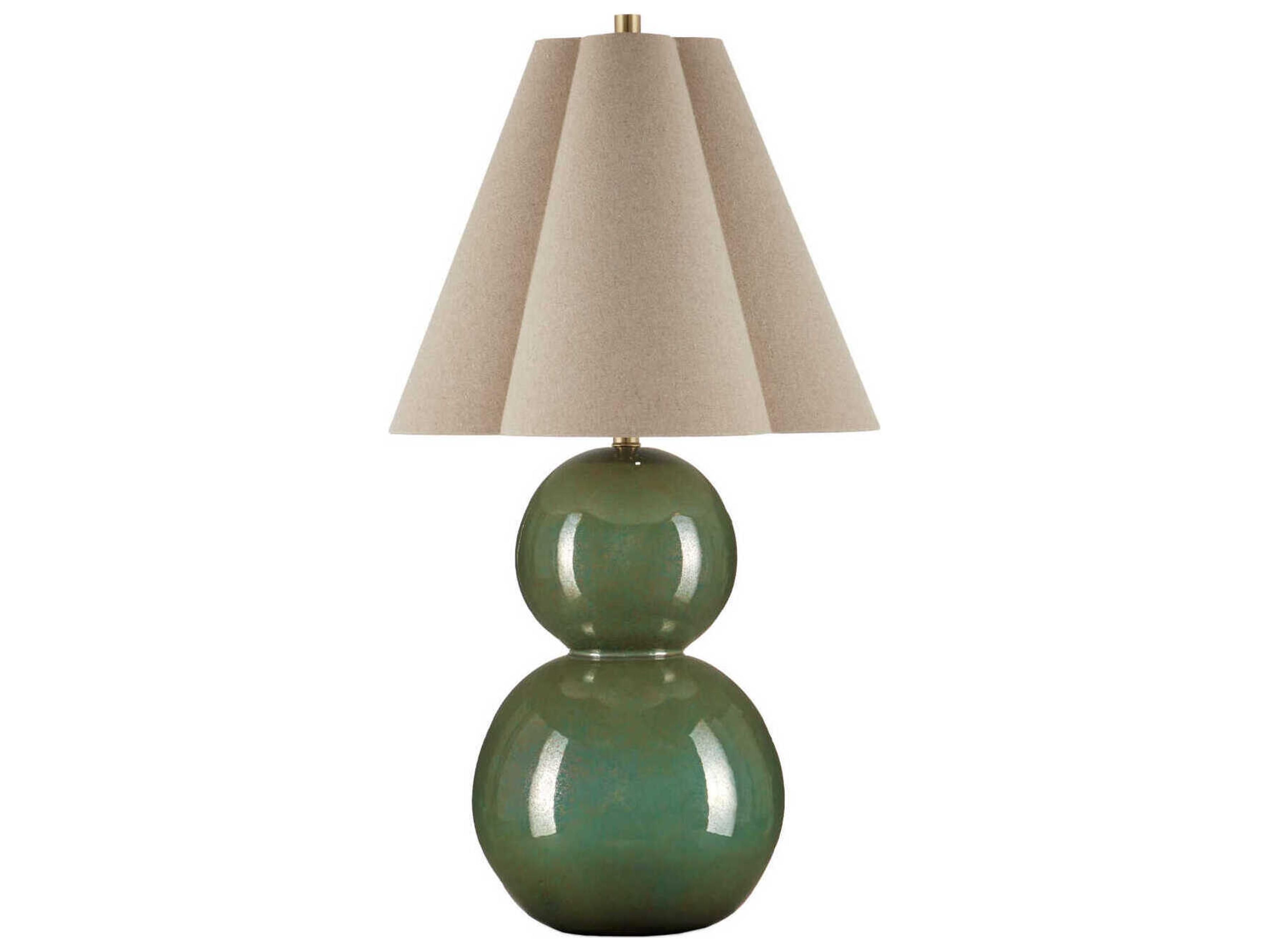 Currey & Company Kindred Green Natural Linen Buffet Lamp