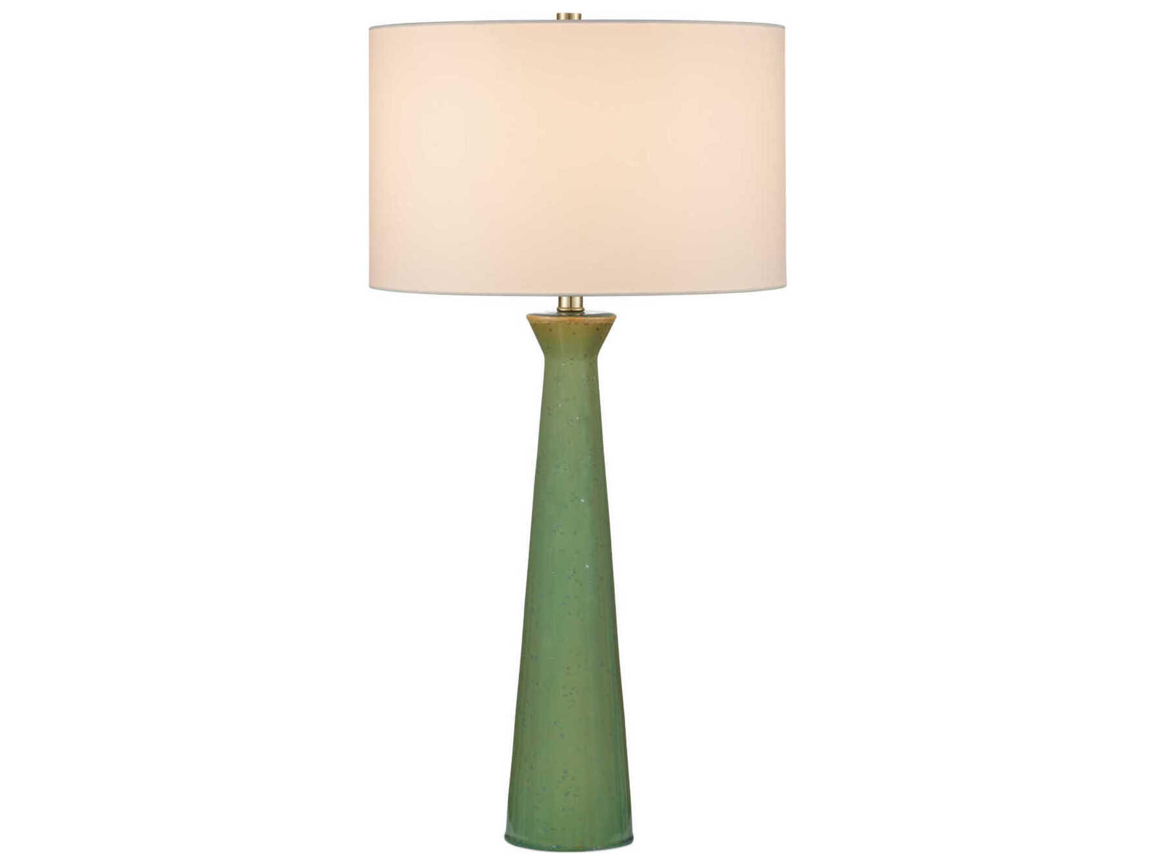 Currey & Company Grassington Green Egg Shell Cotton Linen Buffet Lamp