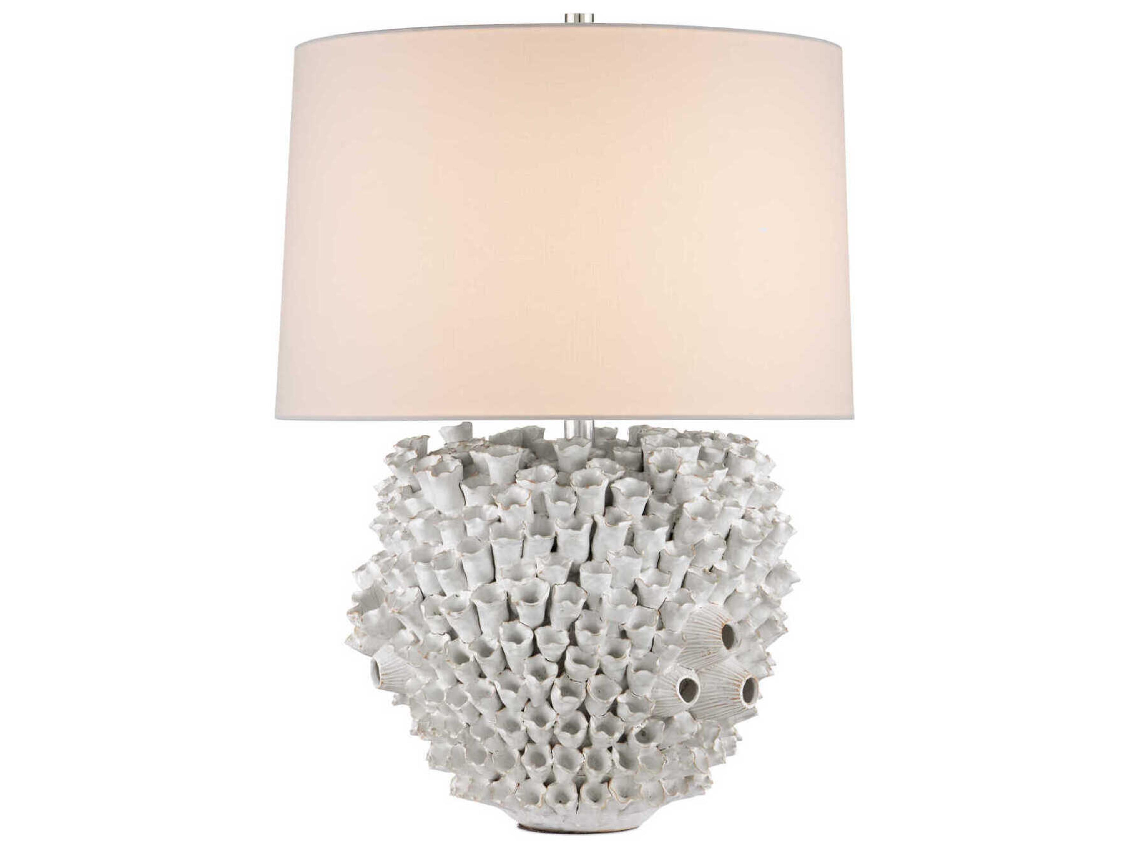 Currey & Company Manitapi White Linen Buffet Lamp