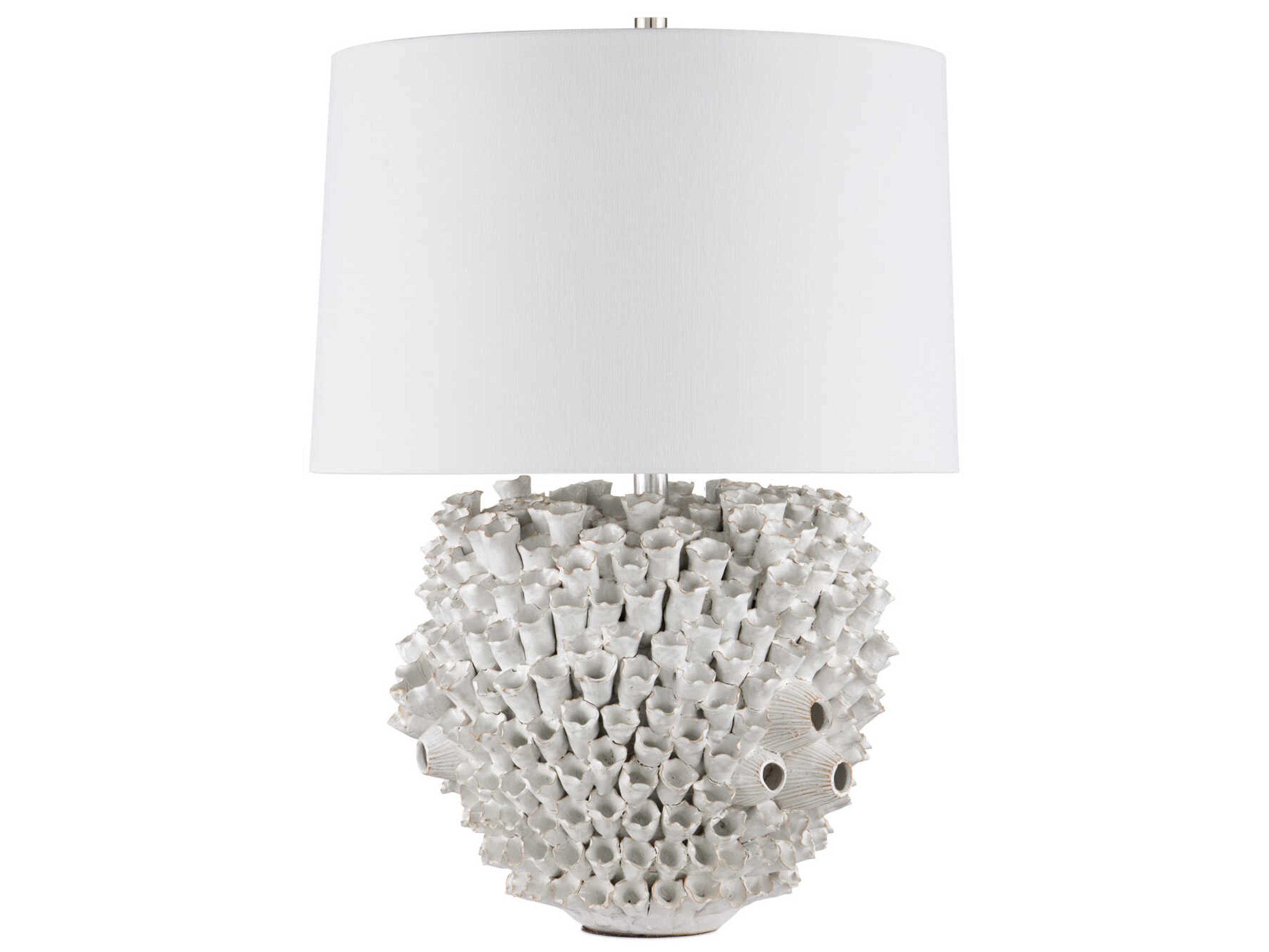 Currey & Company Manitapi White Linen Buffet Lamp