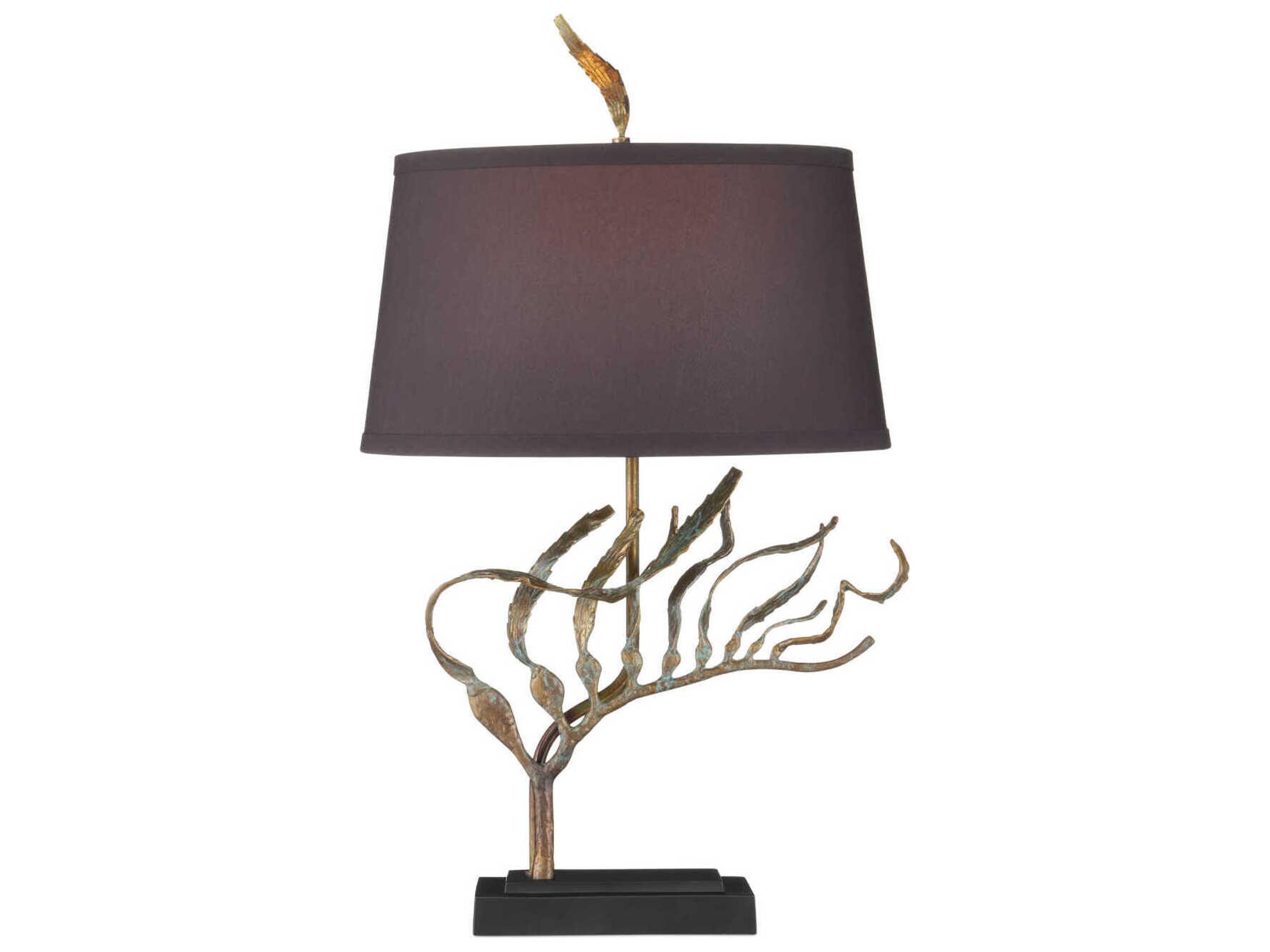 Currey & Company Latissima Verdigris Black Polyester Table Lamp