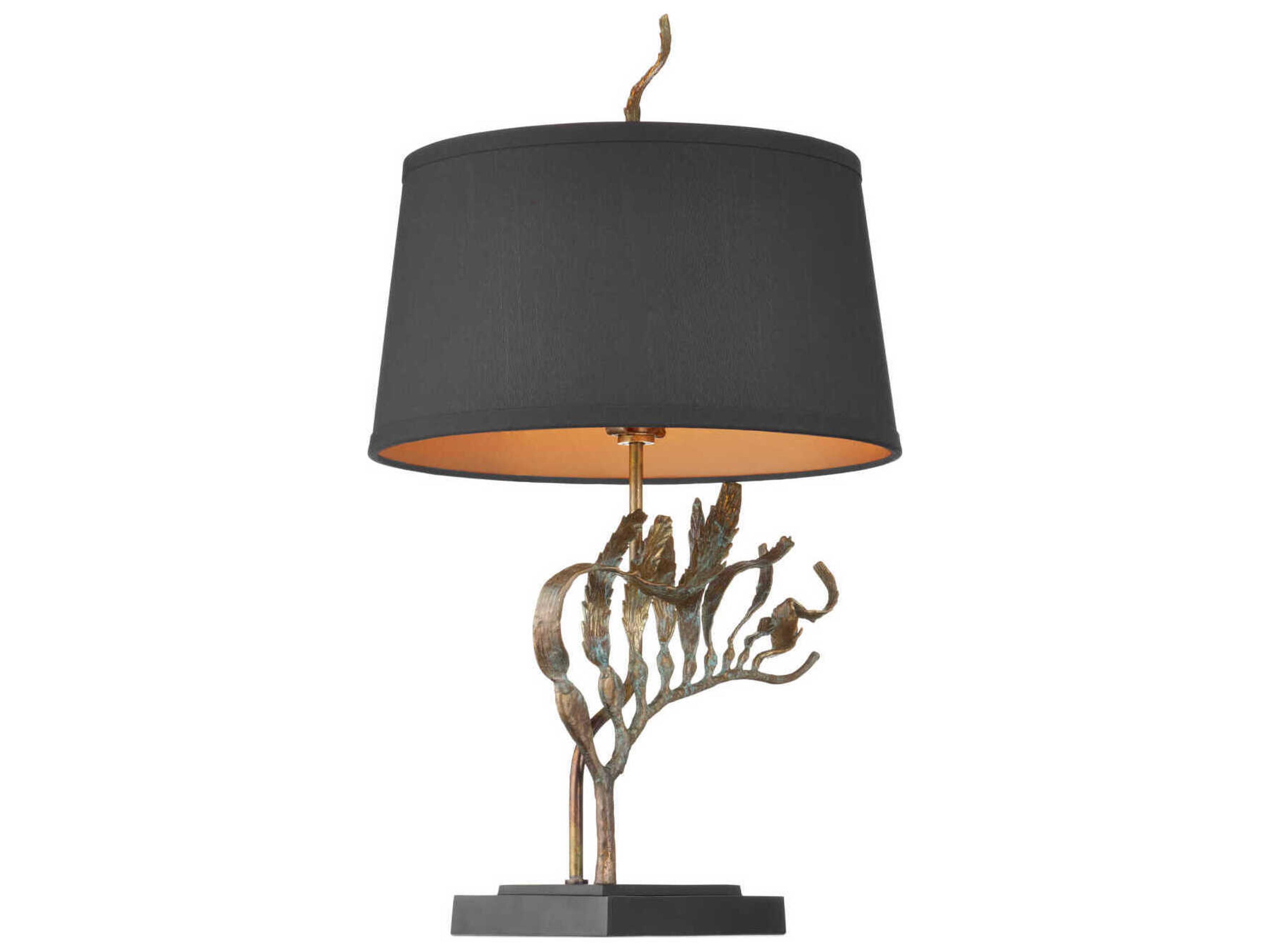 Currey & Company Latissima Verdigris Black Polyester Table Lamp