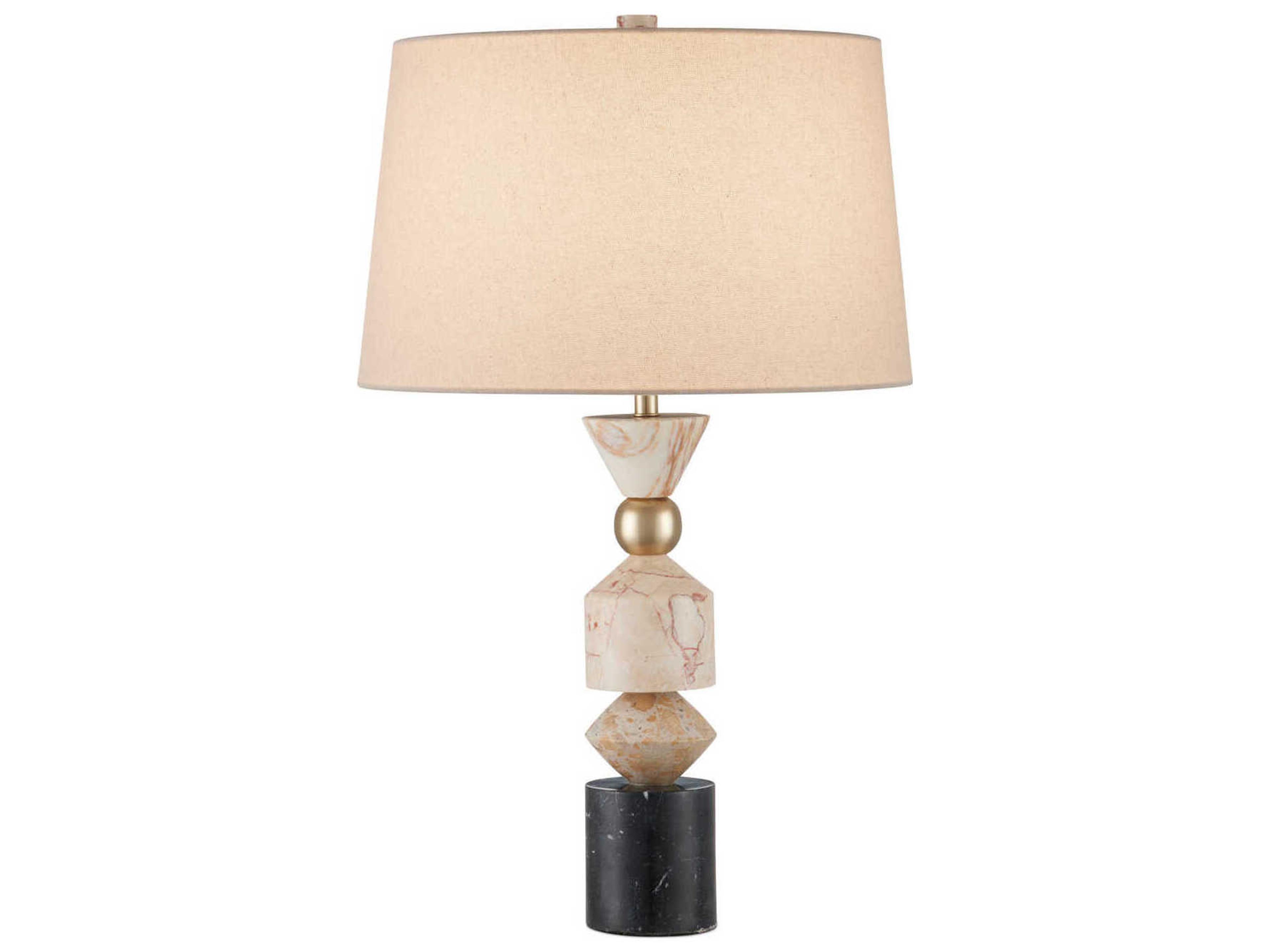 Currey & Company Seguso Natural Black Brass Linen Off White Buffet Lamp