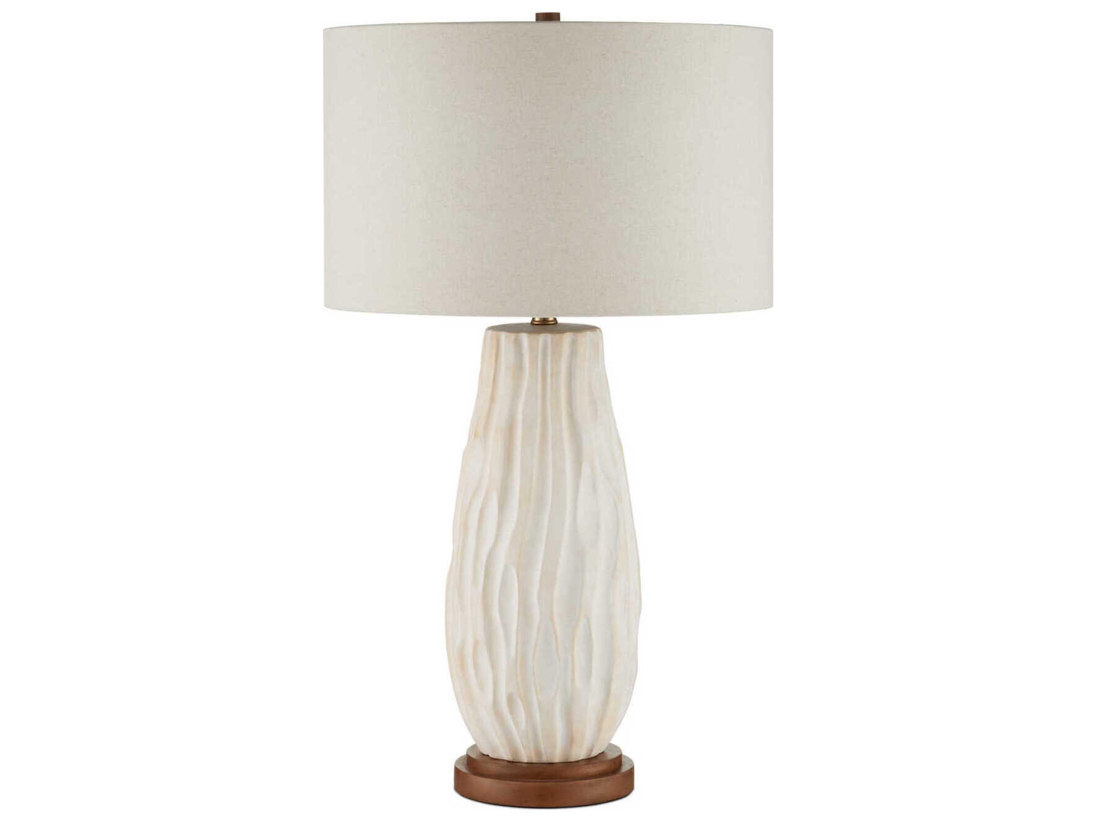 Currey & Company Water Natural Linen White Buffet Lamp