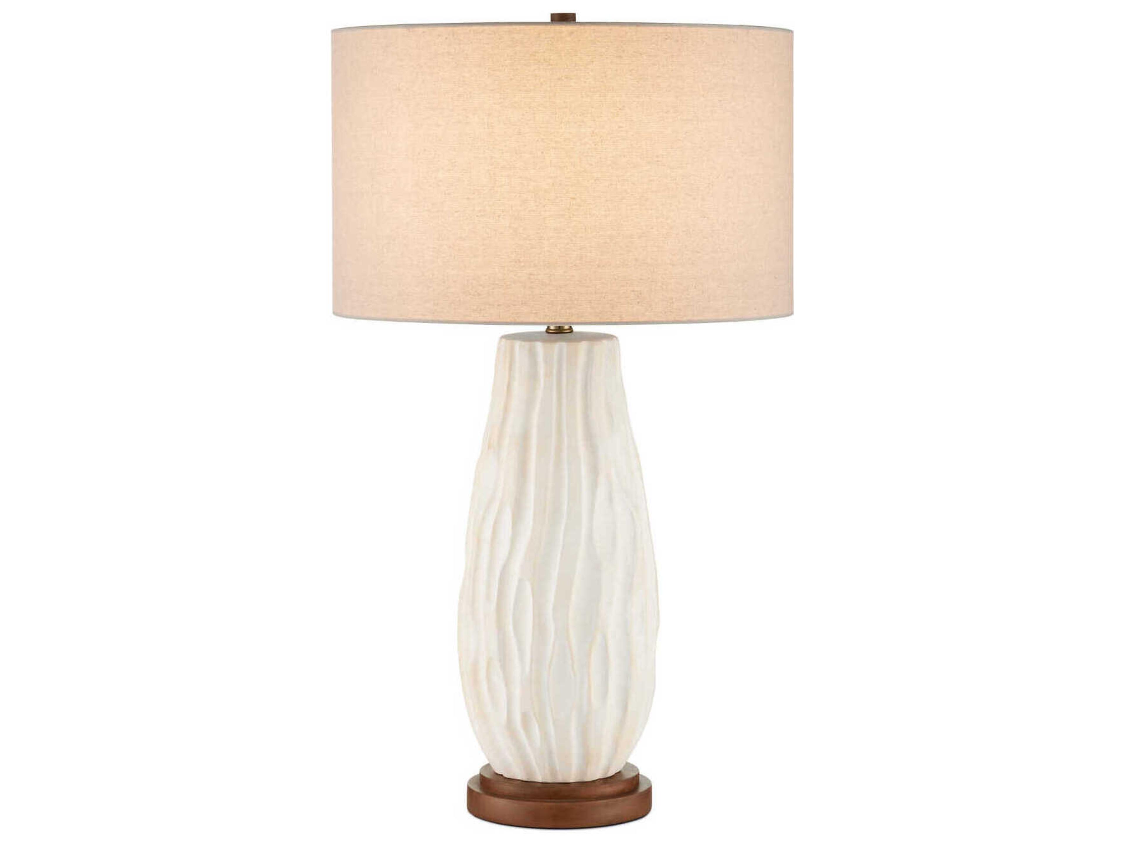 Currey & Company Water Natural Linen White Buffet Lamp