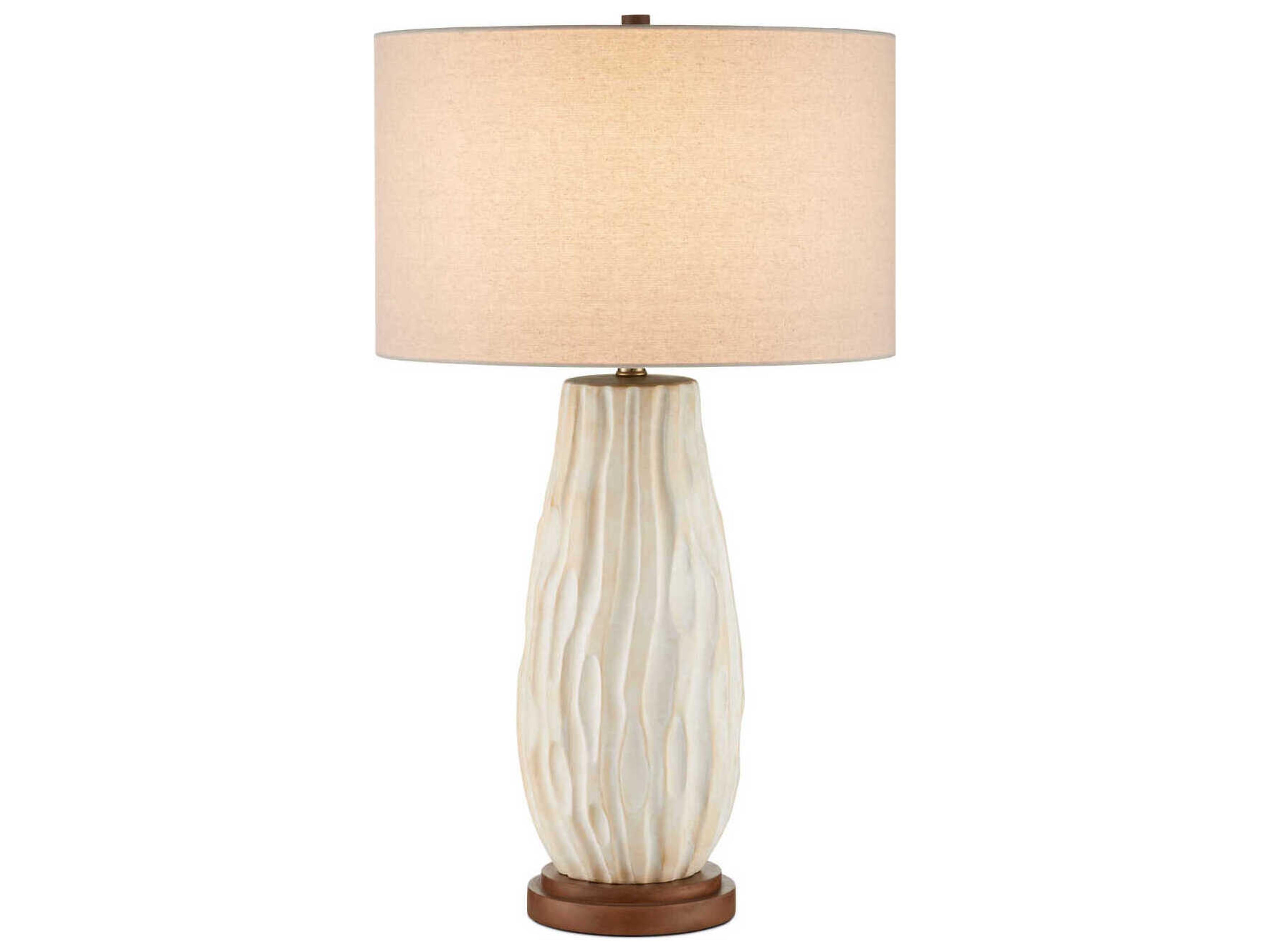 Currey & Company Water Natural Linen White Buffet Lamp