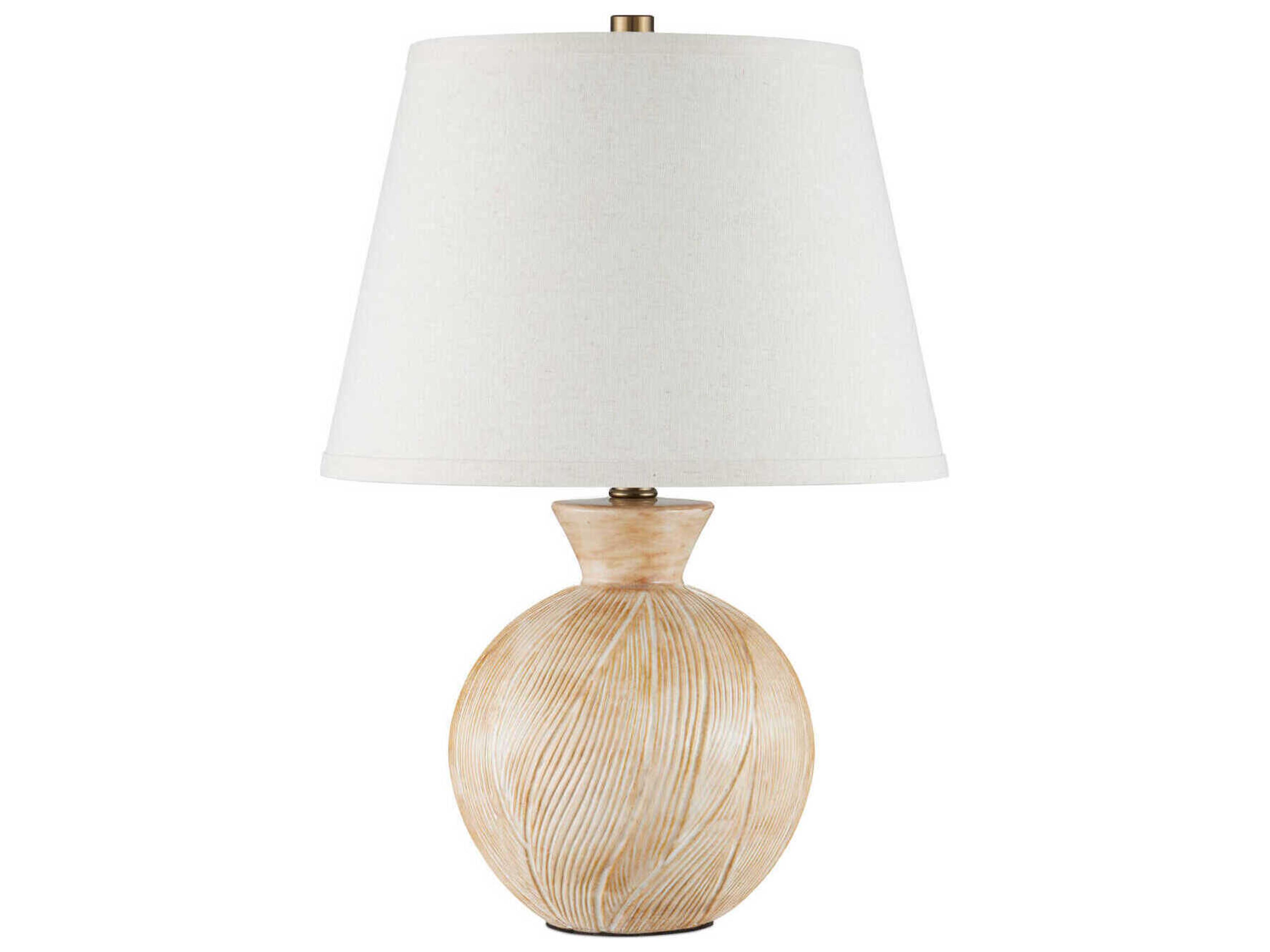 Currey & Company Brushmark Beige White Linen Brown Table Lamp