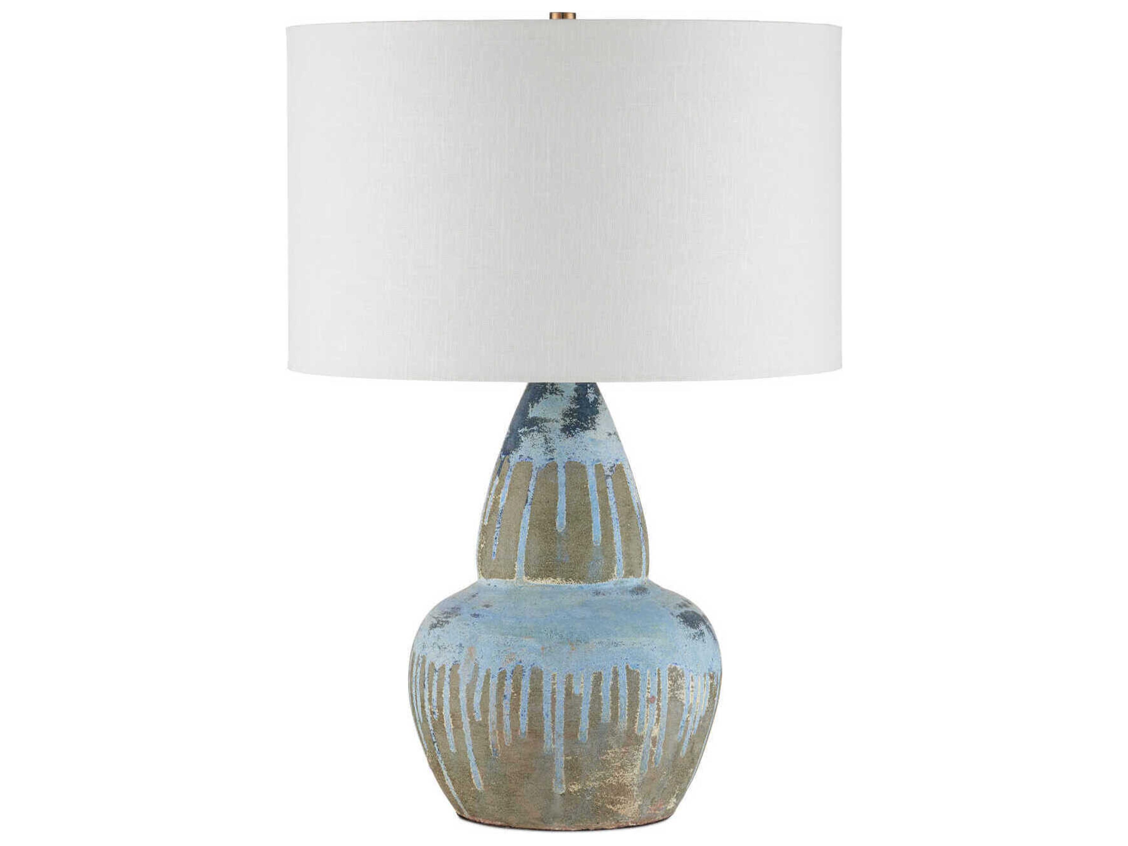 Currey & Company Catania Antique Blue Drip Buffet Lamp