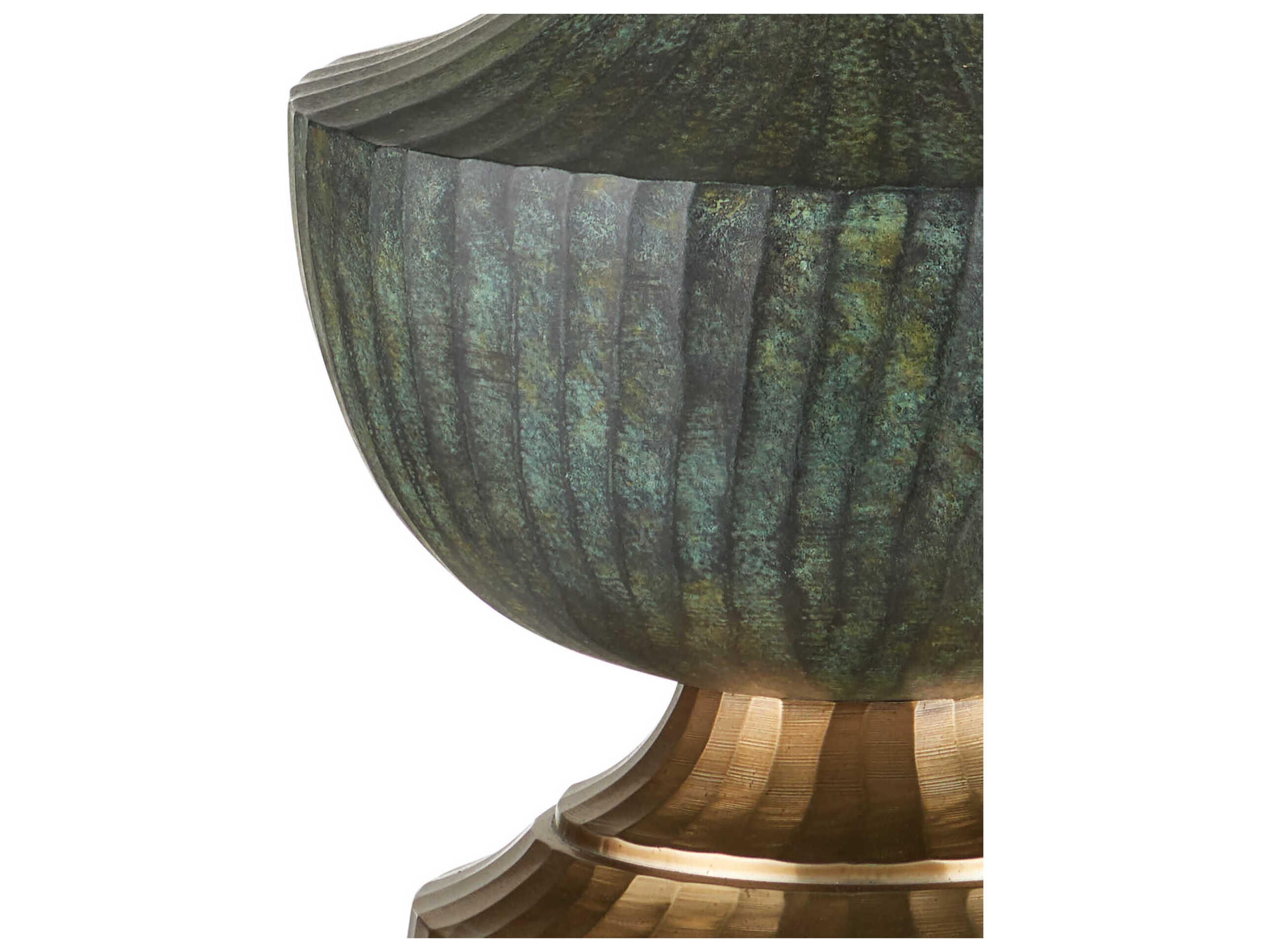 Currey & Company Djinn Verdigris Antique Brass Bone Linen Green Buffet Lamp