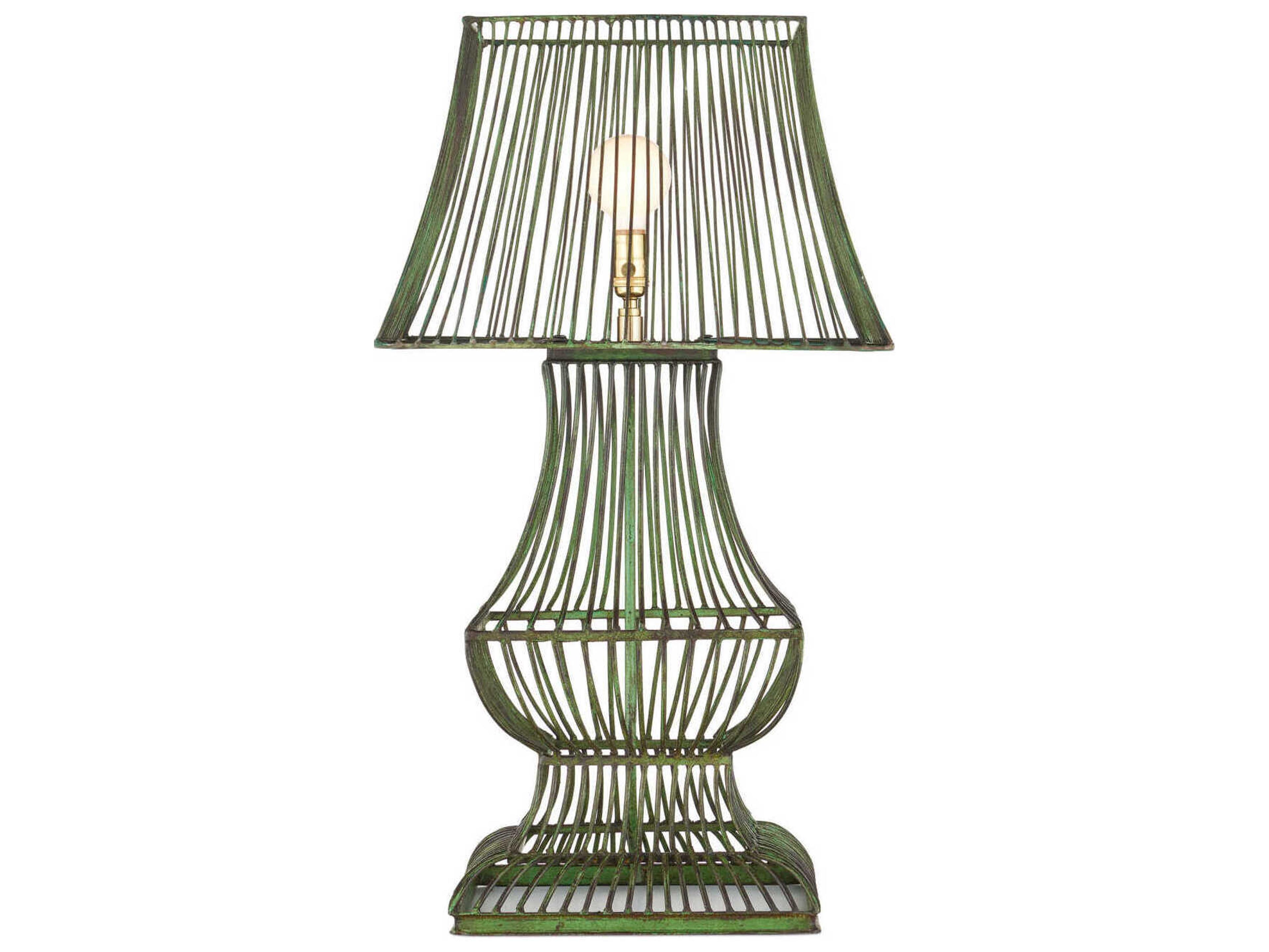 Currey & Company Tuteurs Distressed Green Iron Buffet Lamp