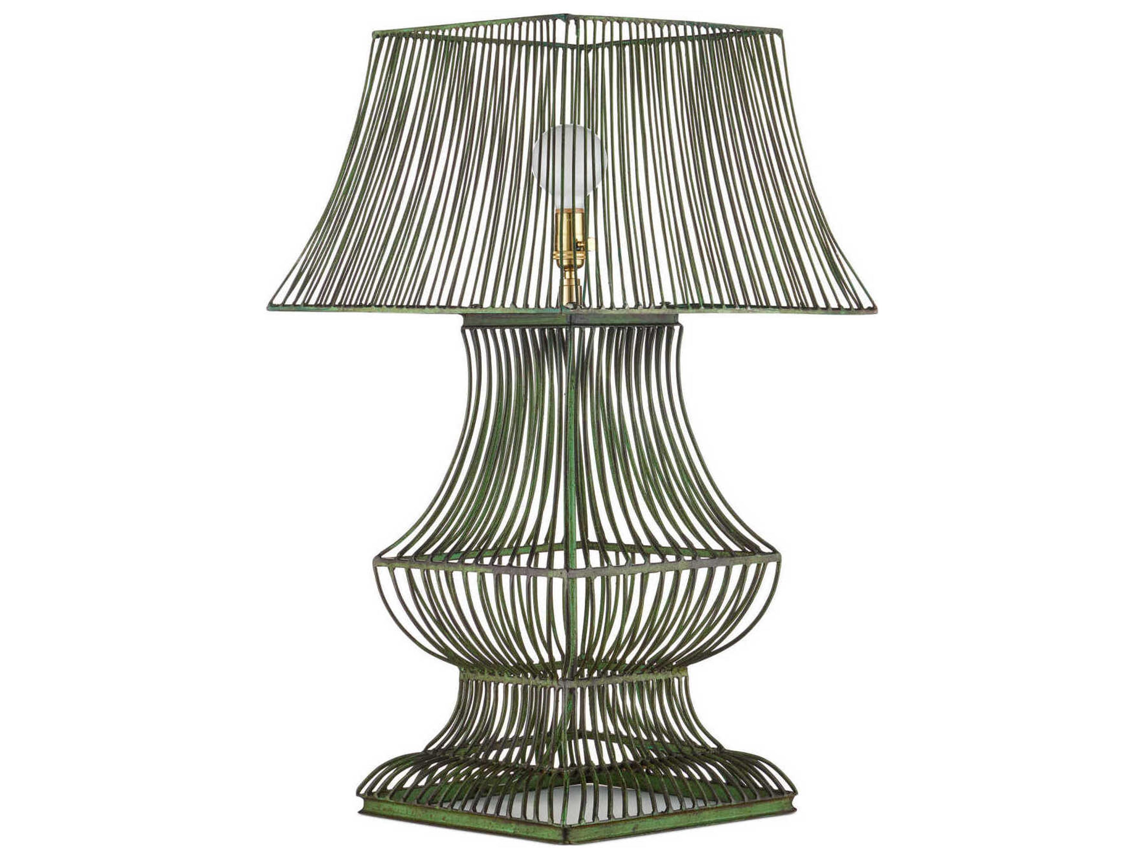 Currey & Company Tuteurs Distressed Green Iron Buffet Lamp
