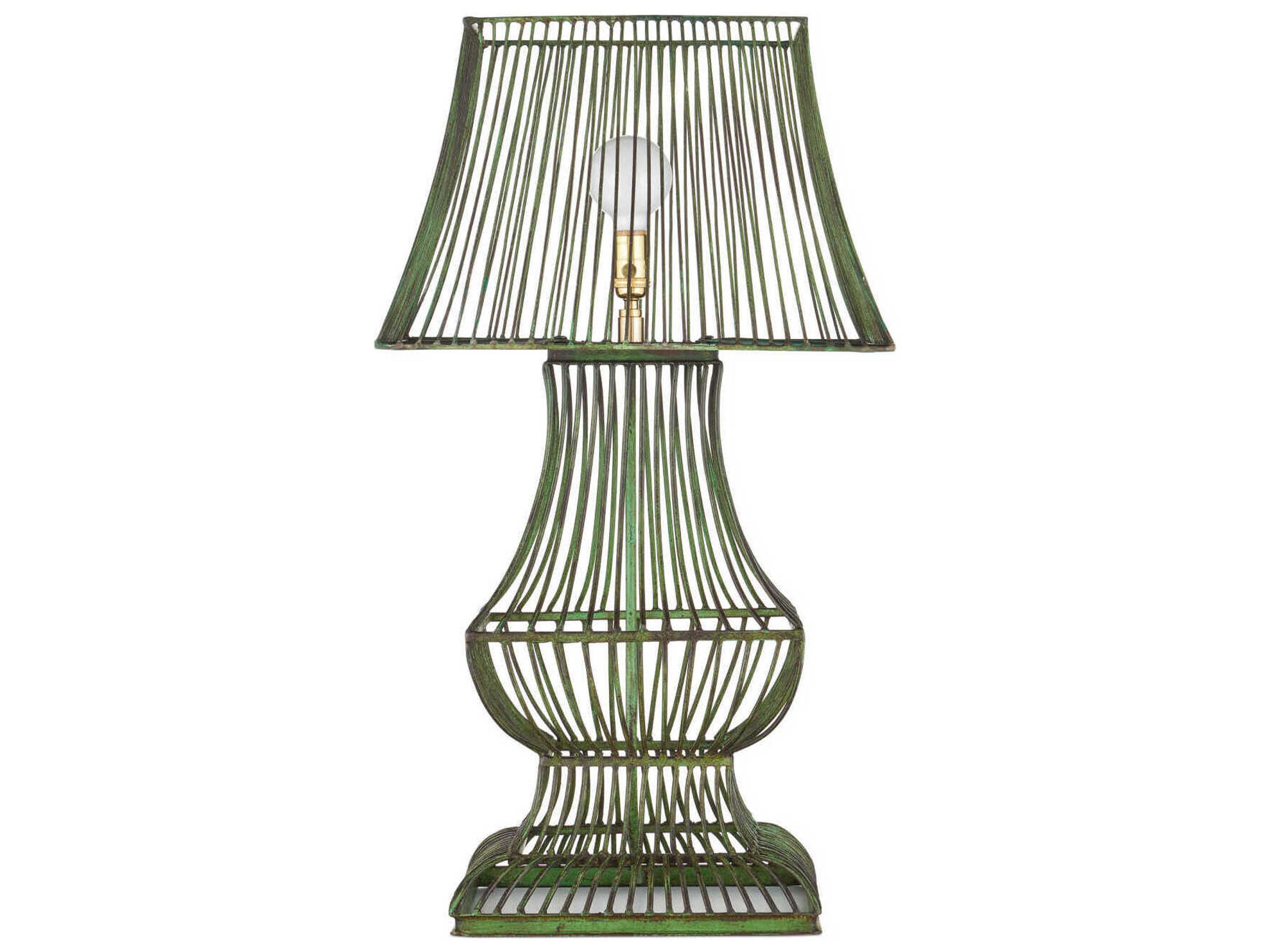Currey & Company Tuteurs Distressed Green Iron Buffet Lamp