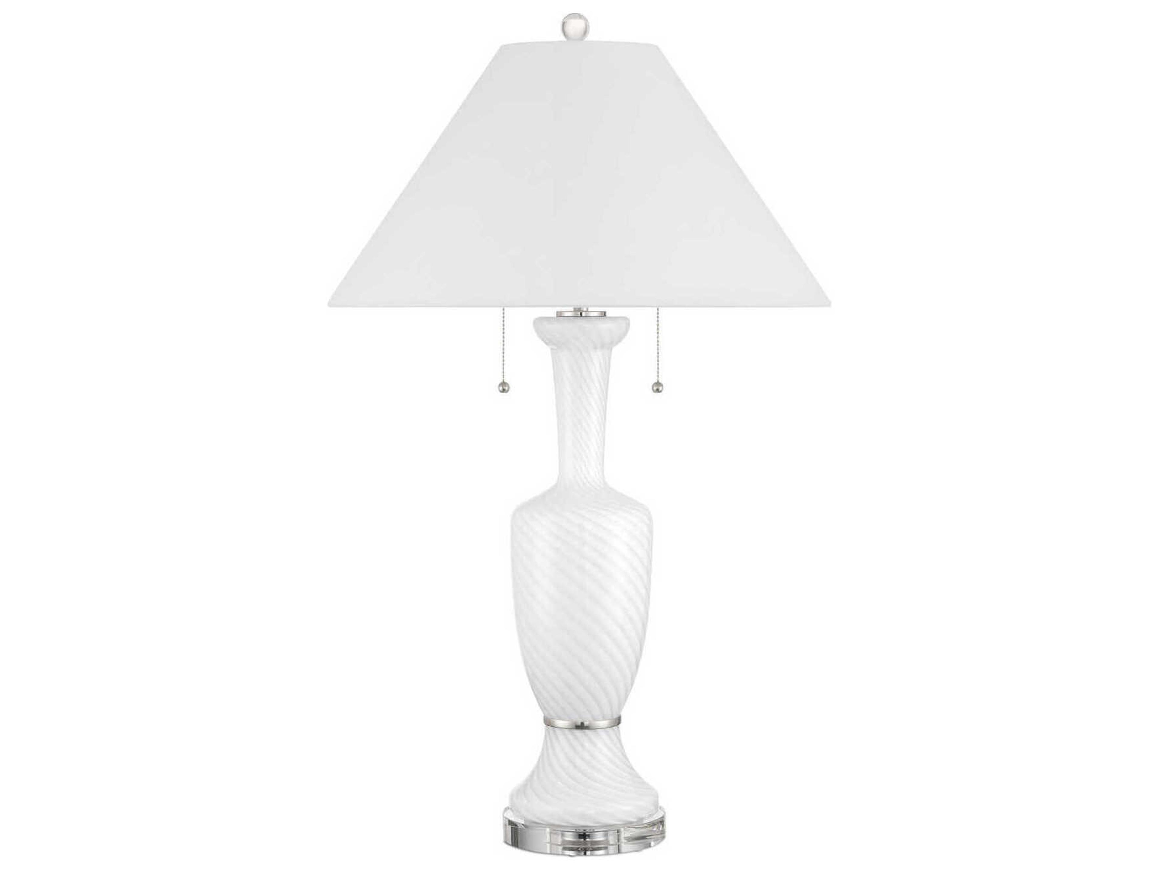 Currey & Company Classico White Polished Nickel Linen Buffet Lamp