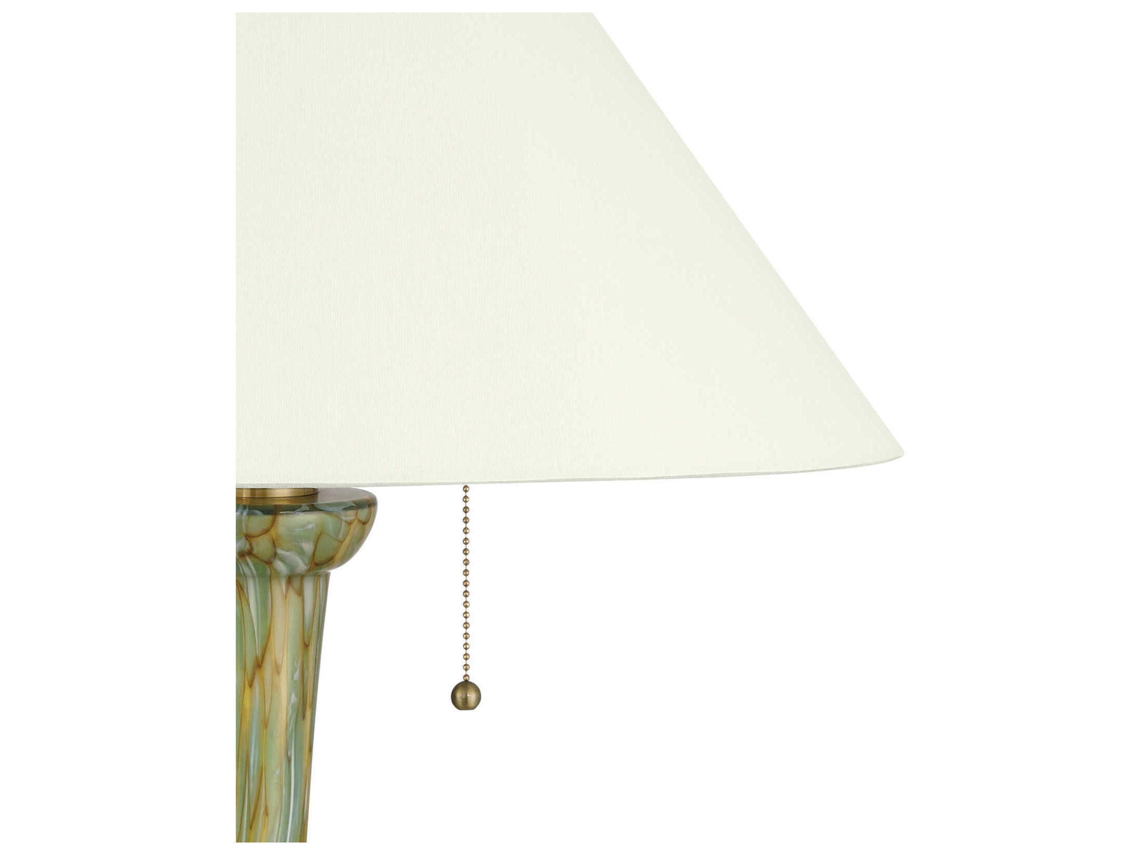 Currey & Company Classico Green Antique Brass Light Beige Polyester Buffet Lamp