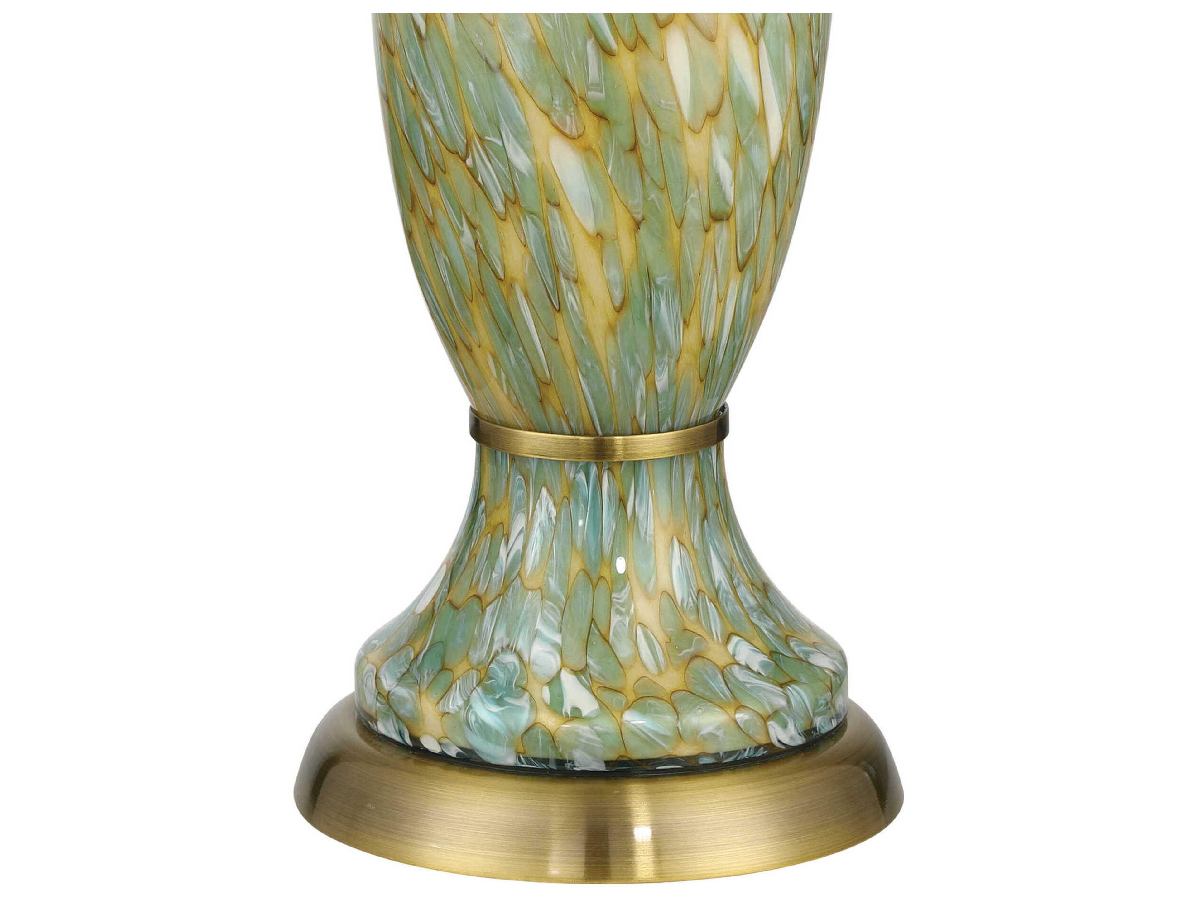 Currey & Company Classico Green Antique Brass Light Beige Polyester Buffet Lamp