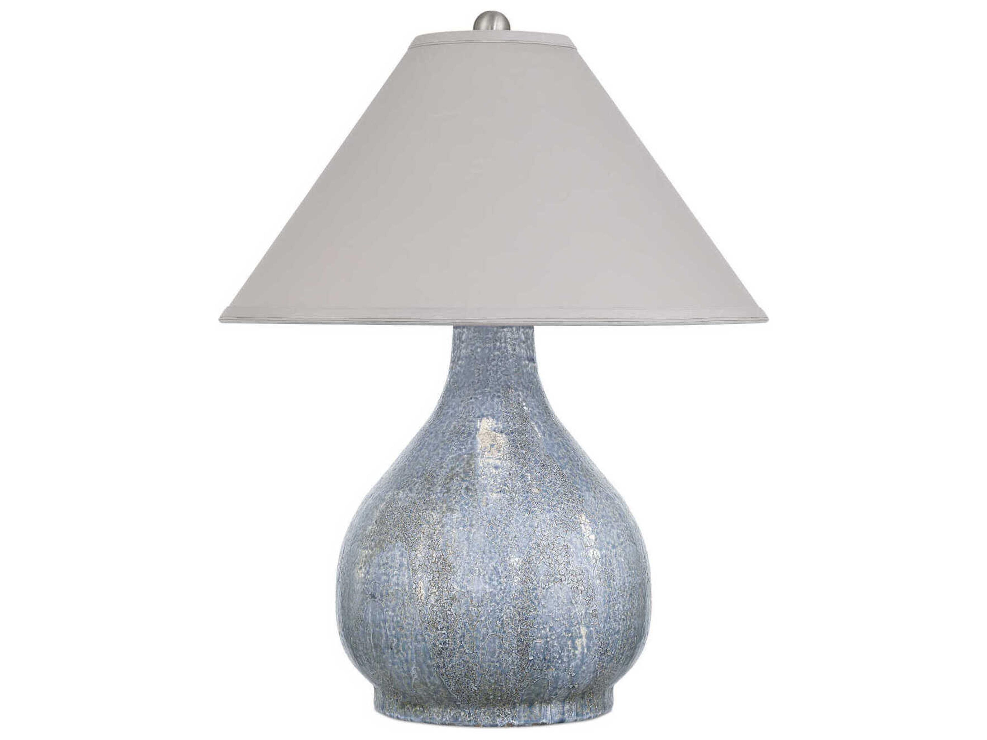 Currey & Company Malin Gray Blue Polyester Table Lamp