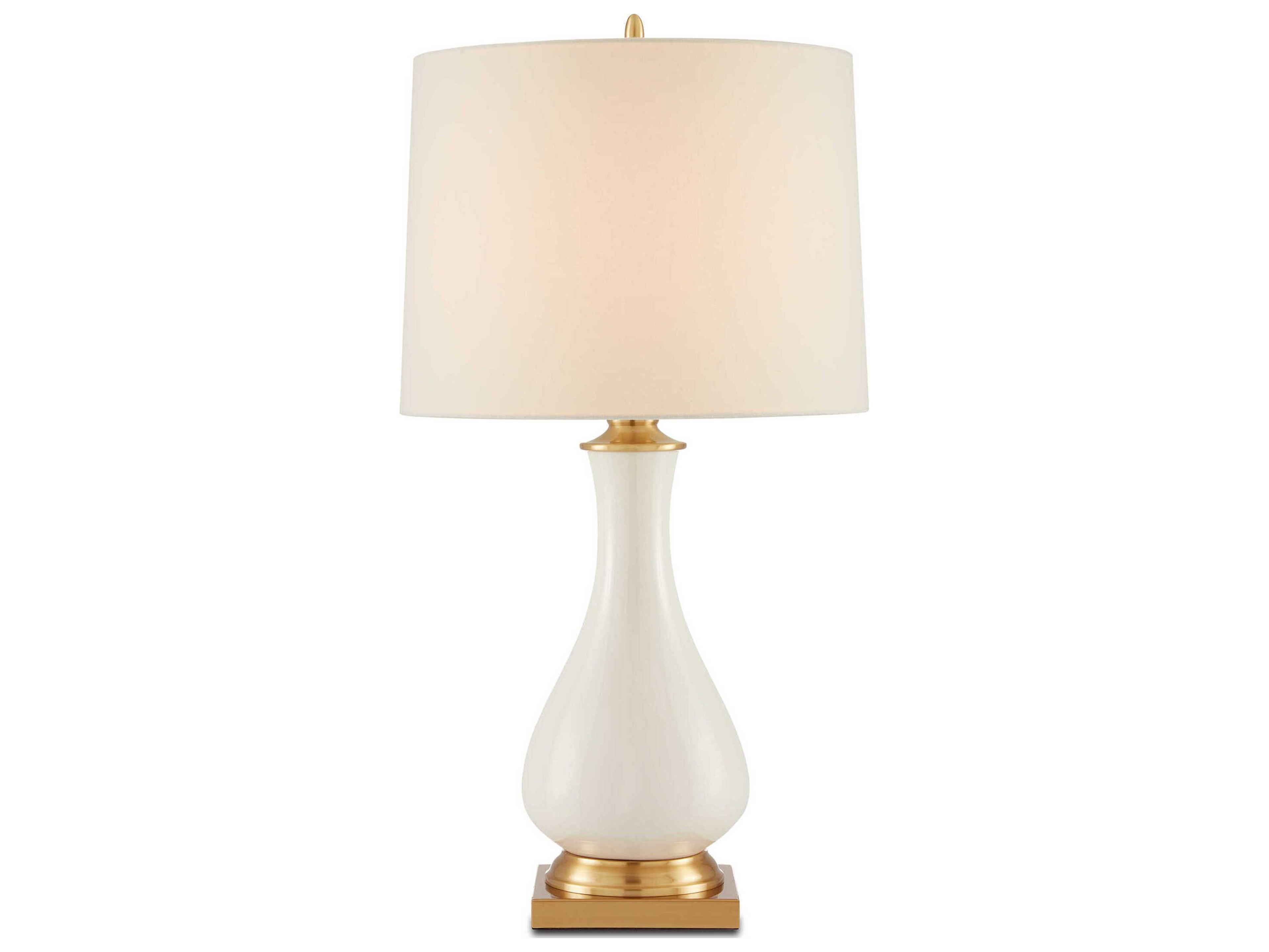 Lynton Cream Lynton Crackle brass Off White Table Lamp