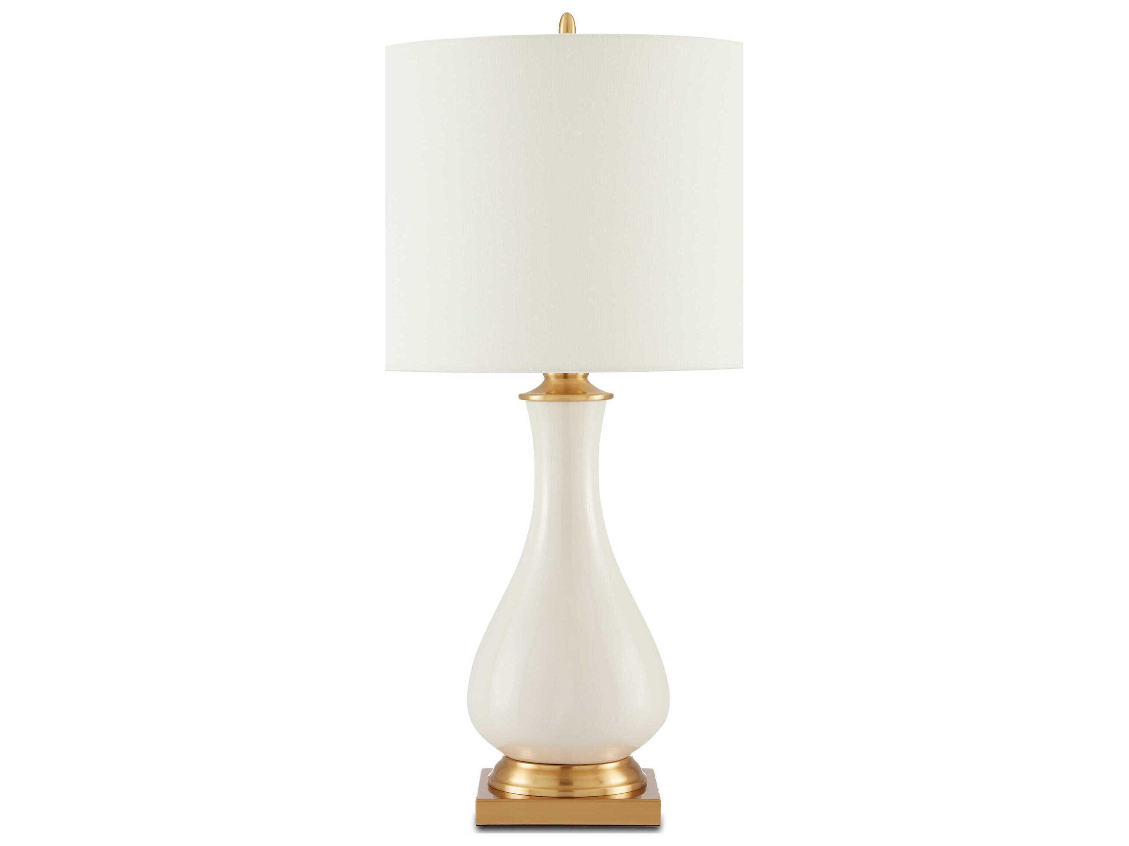 Currey & Company Lynton Cream Lynton Crackle brass Off White Table Lamp