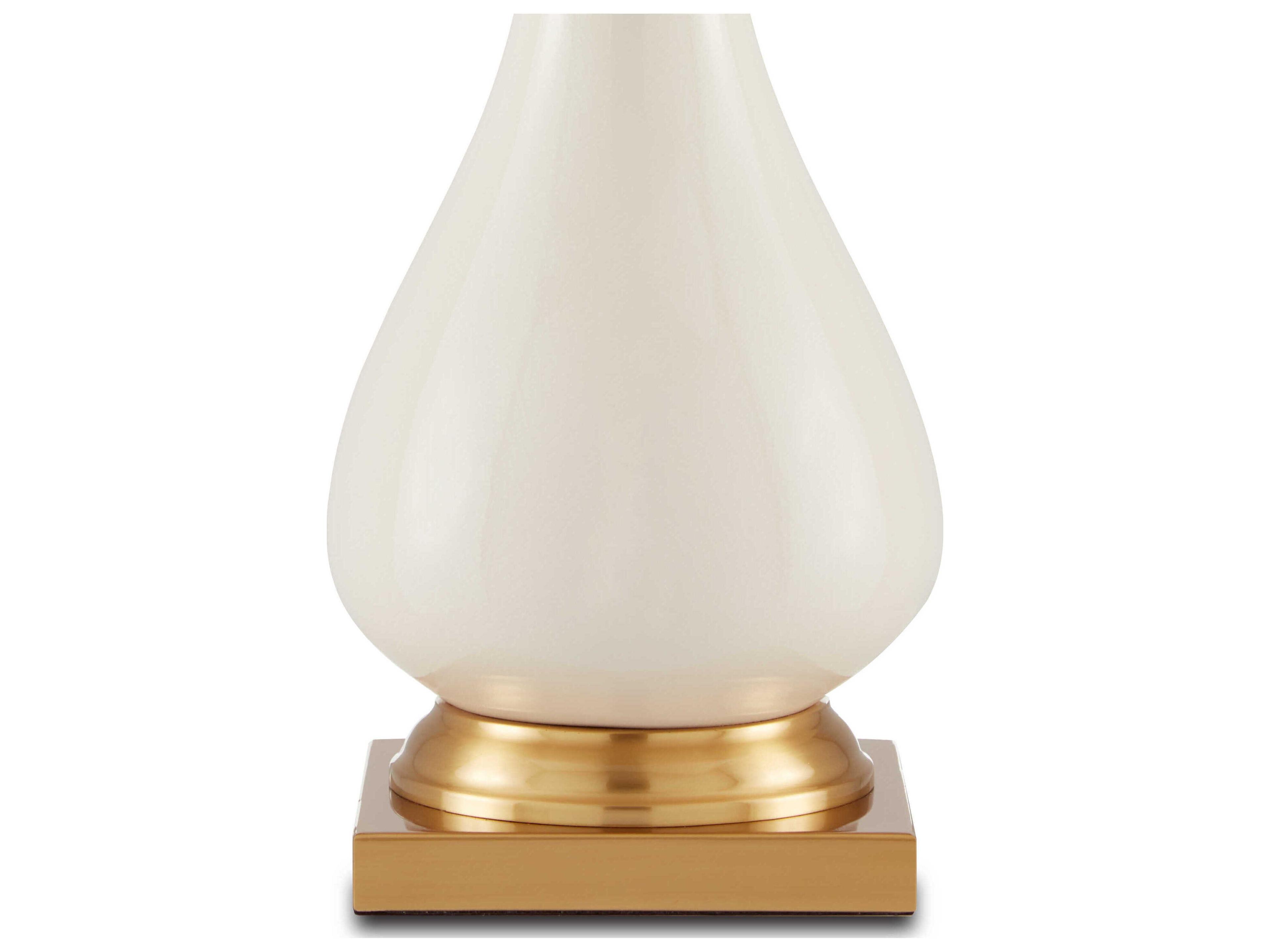 Currey & Company Lynton Cream Lynton Crackle brass Off White Table Lamp