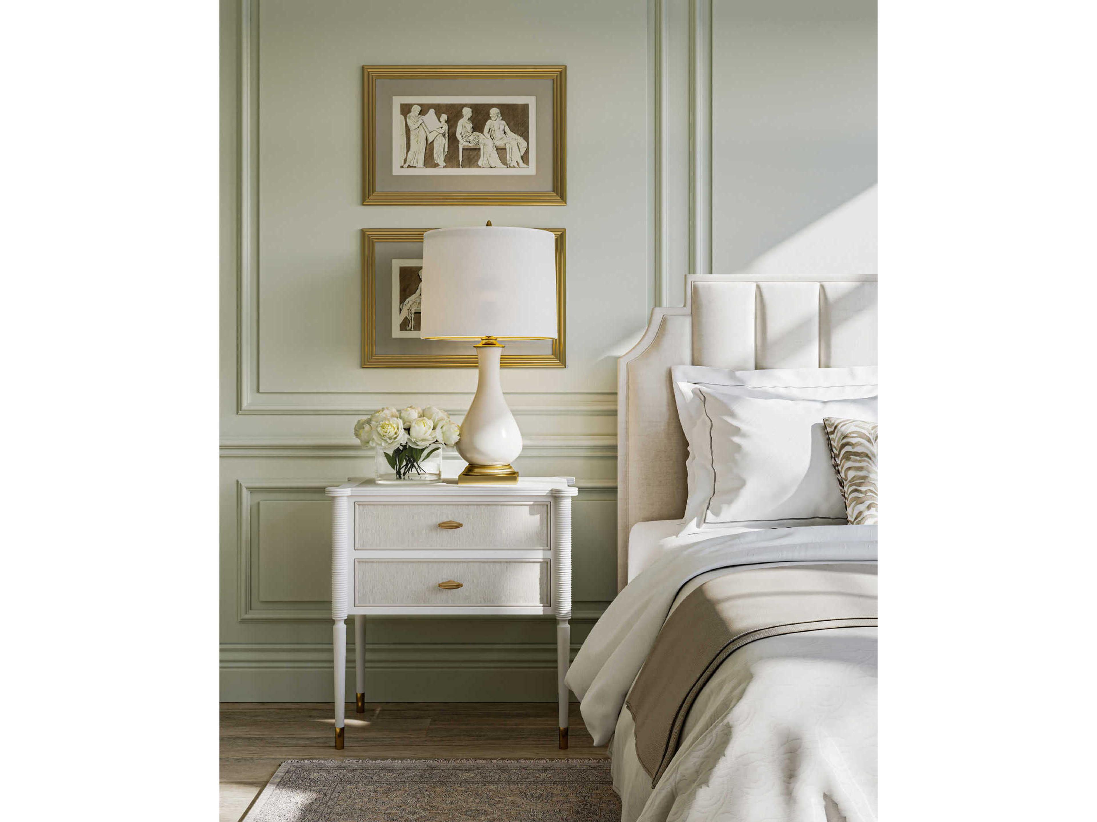 Currey & Company Lynton Cream Lynton Crackle brass Off White Table Lamp