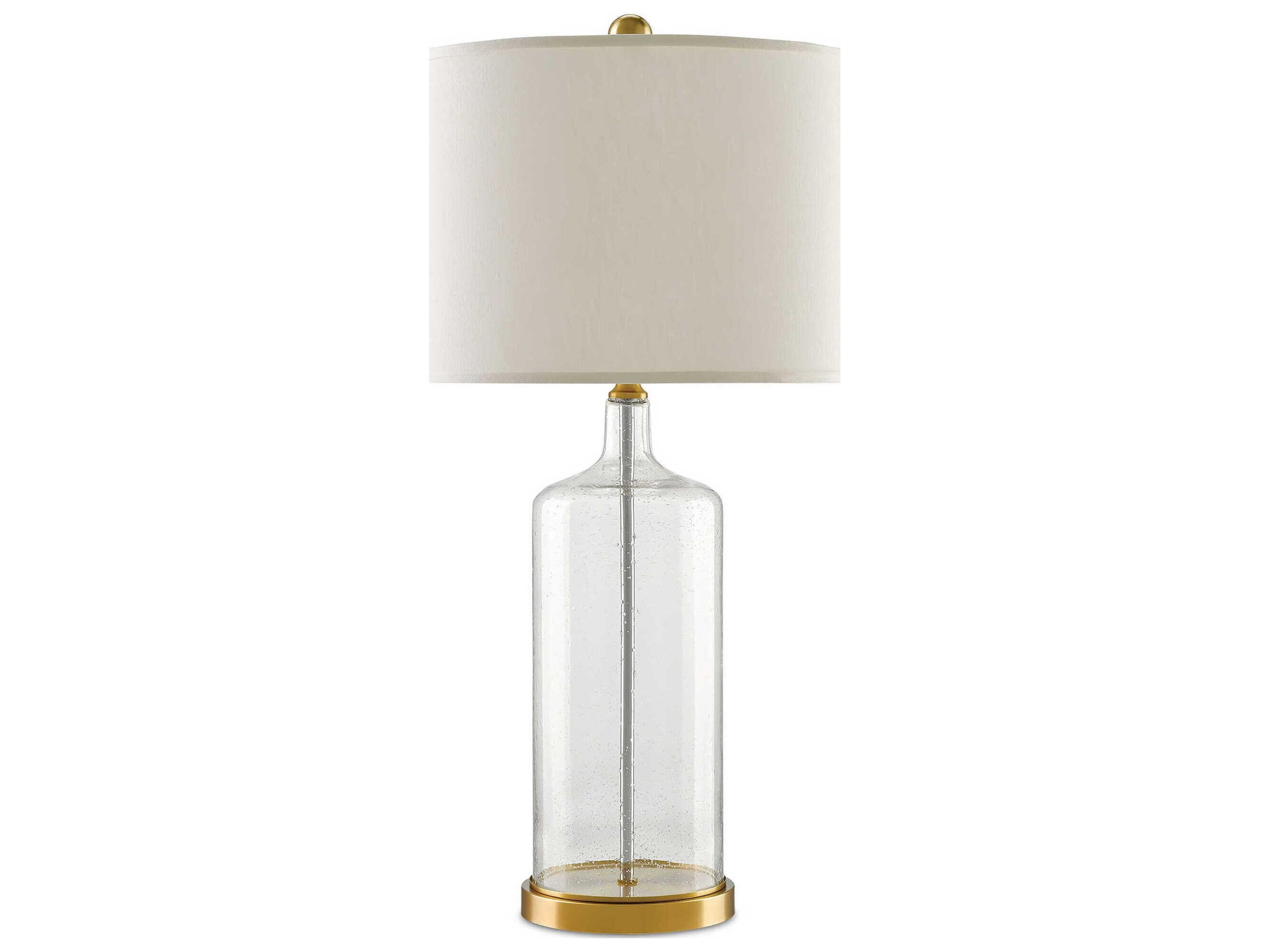 Currey & Company Hazel Clear Bubbled Glass Brass Table Lamp
