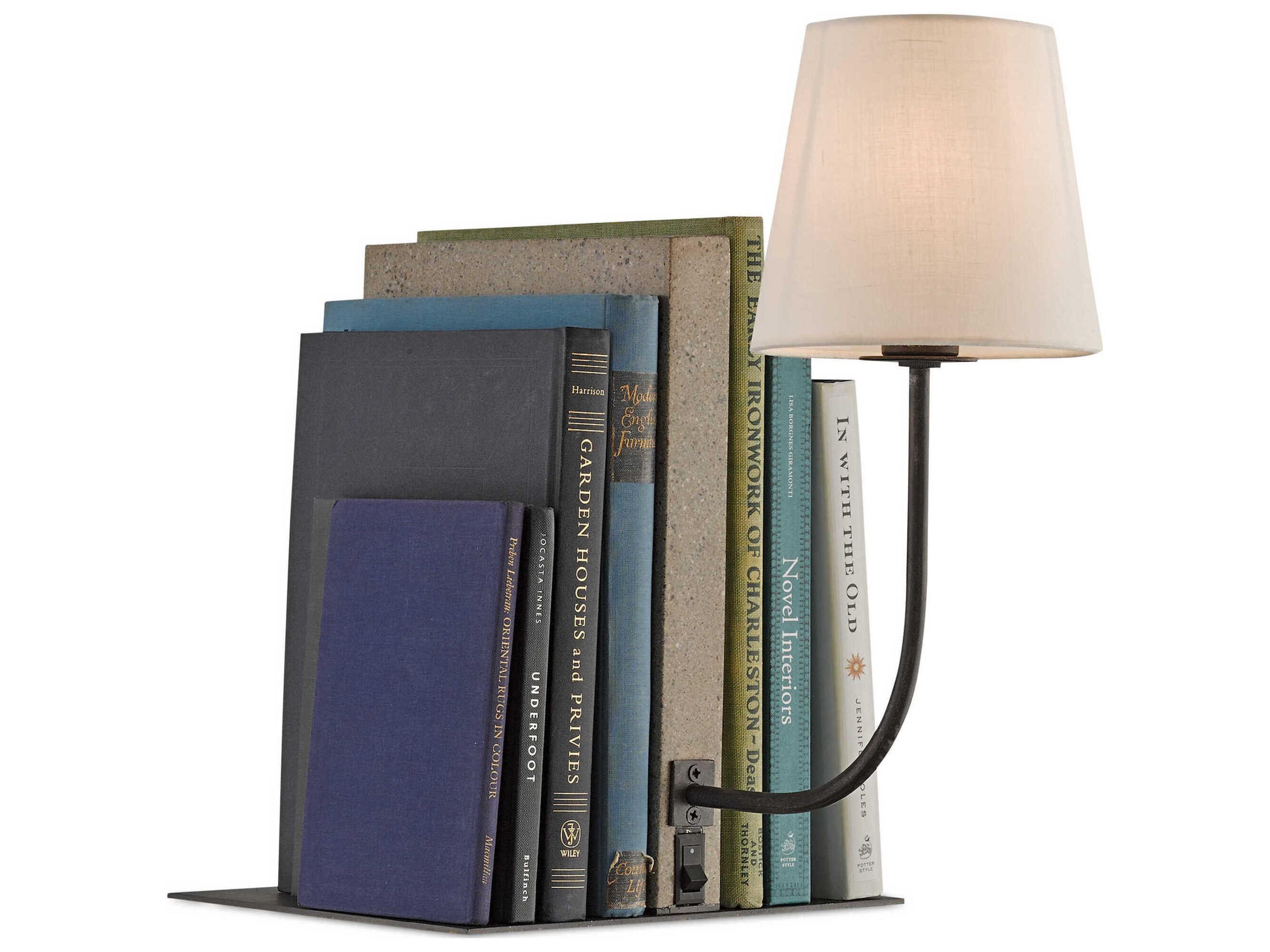 Currey & Company Oldknow Bookcase Polished Concrete aged Steel Table Lamp