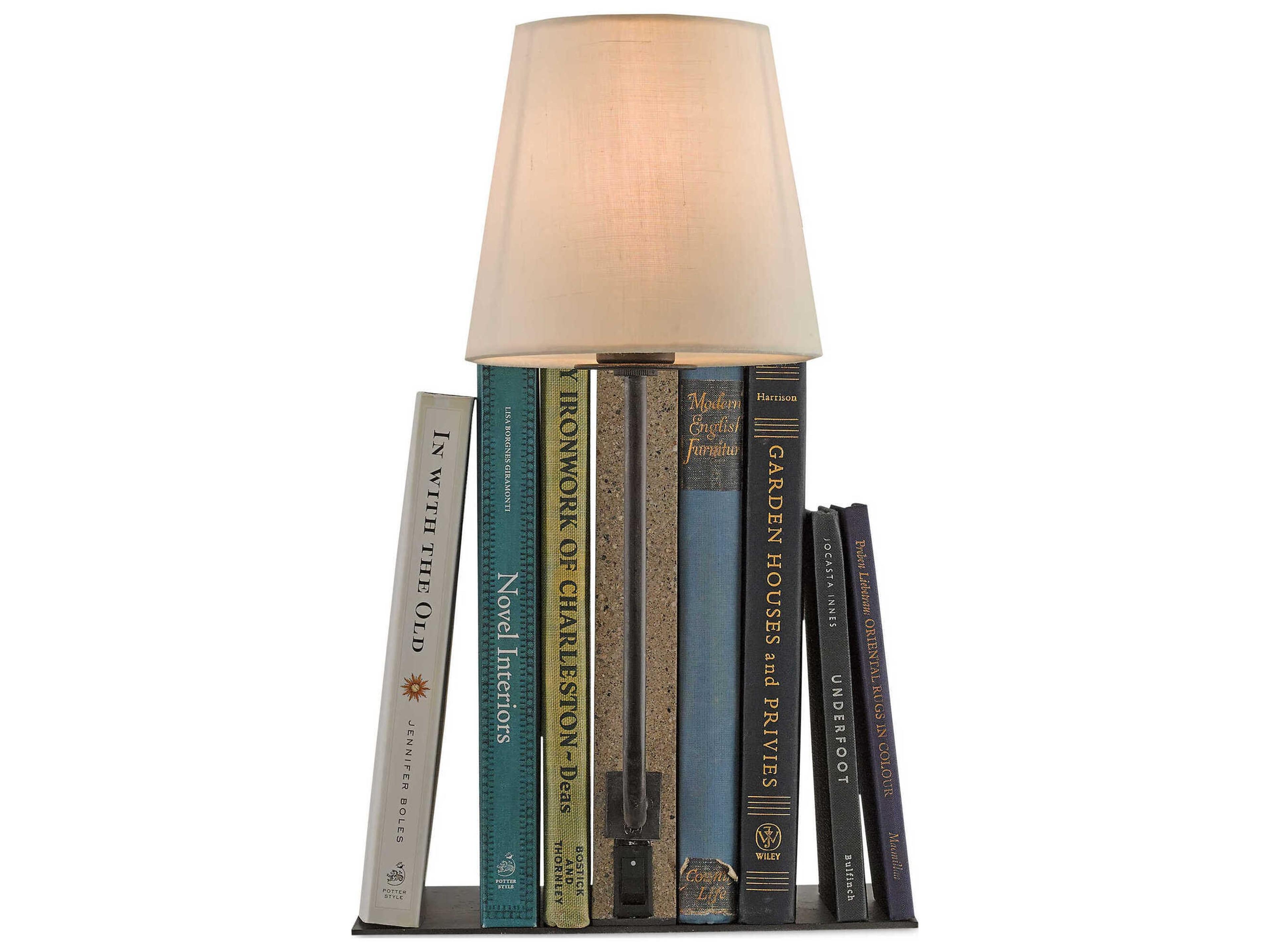 Currey & Company Oldknow Bookcase Polished Concrete aged Steel Table Lamp