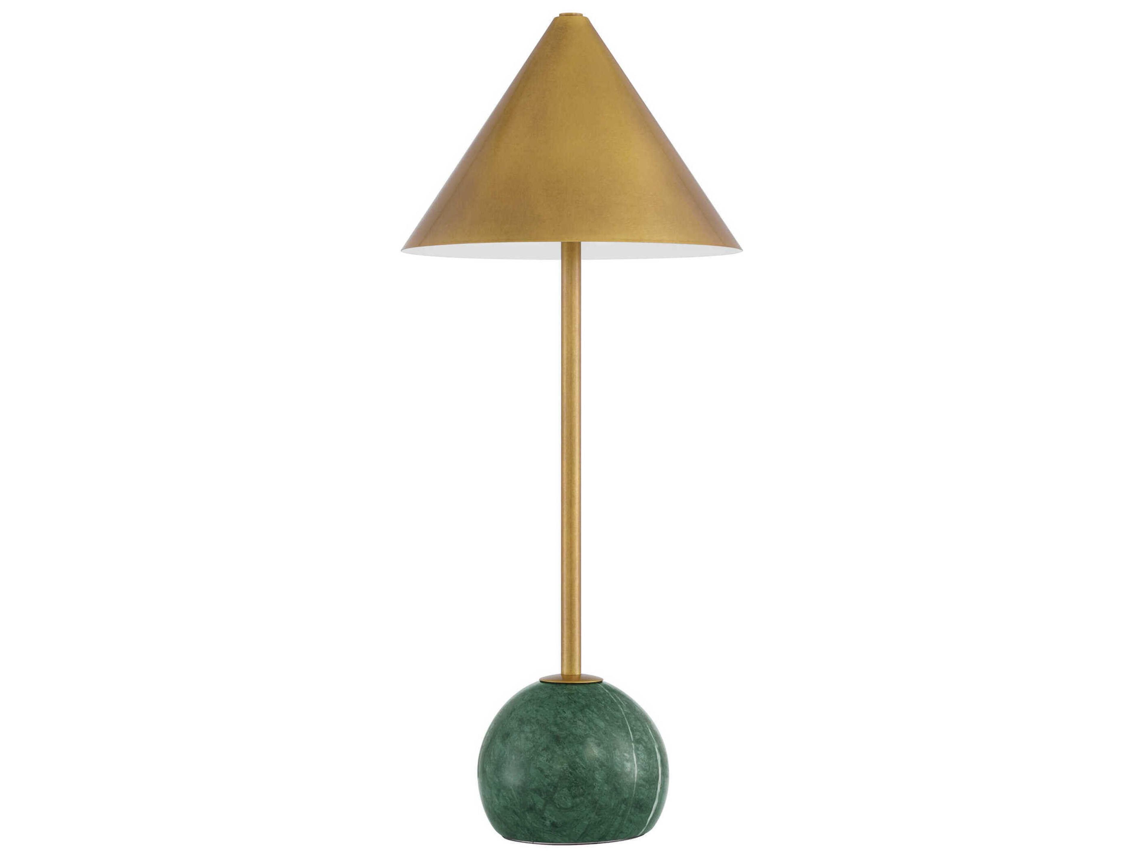 Currey & Company Journey Antique Brass Green Metal Table Lamp