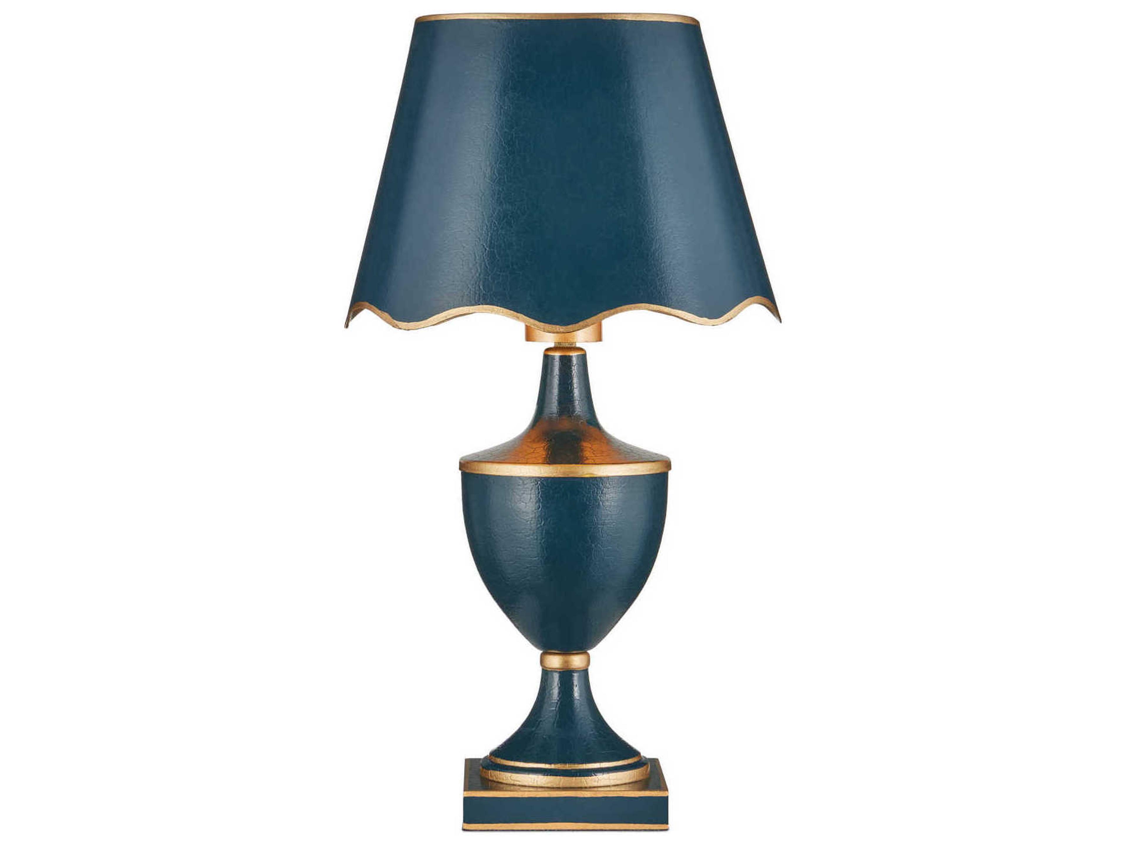 Travelogue Navy Gold Crackle Metal Blue Traditional Table Lamp